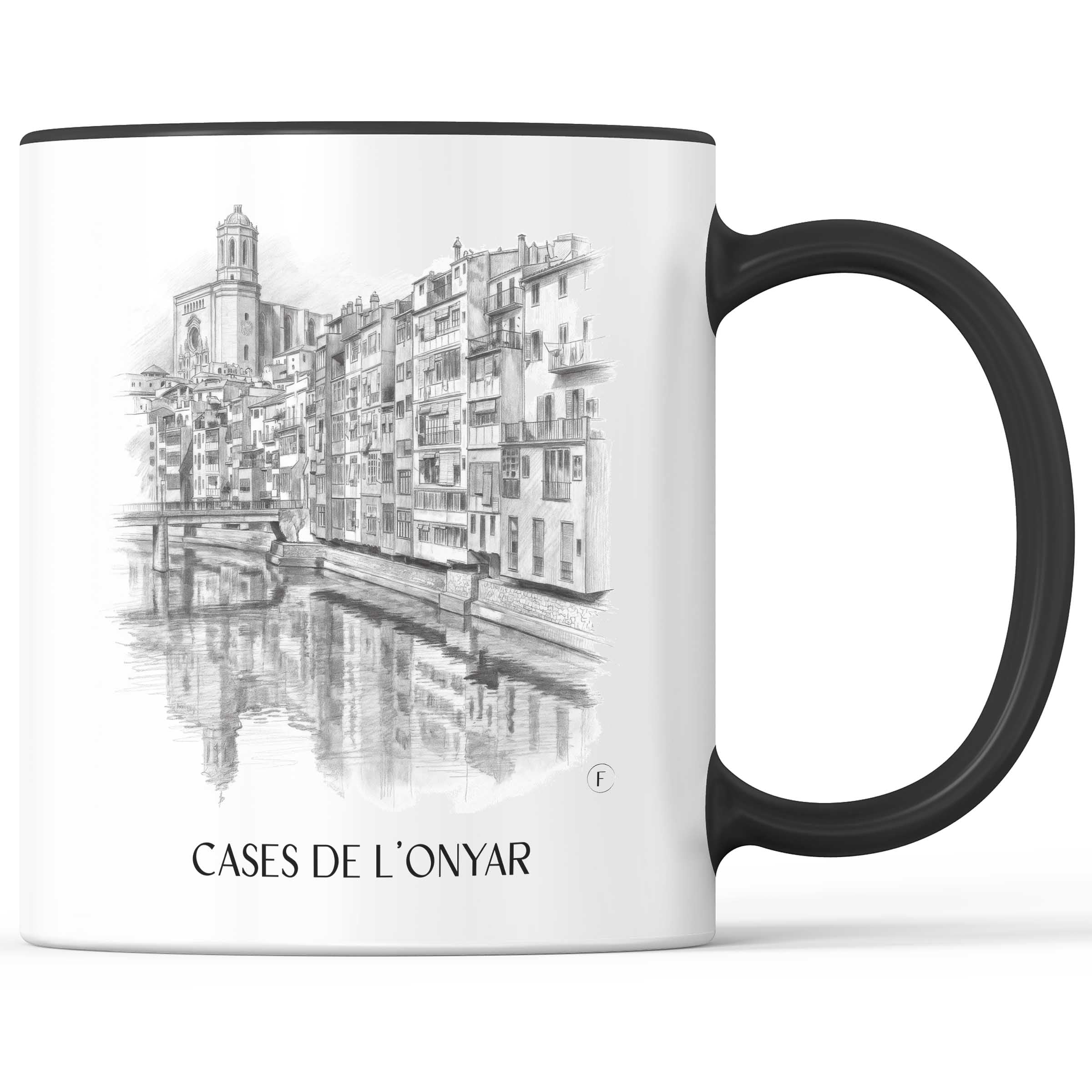 cases-de-l'onyar-girona-spanien-kaffeebecher-bleistift-zeichnung-drawing