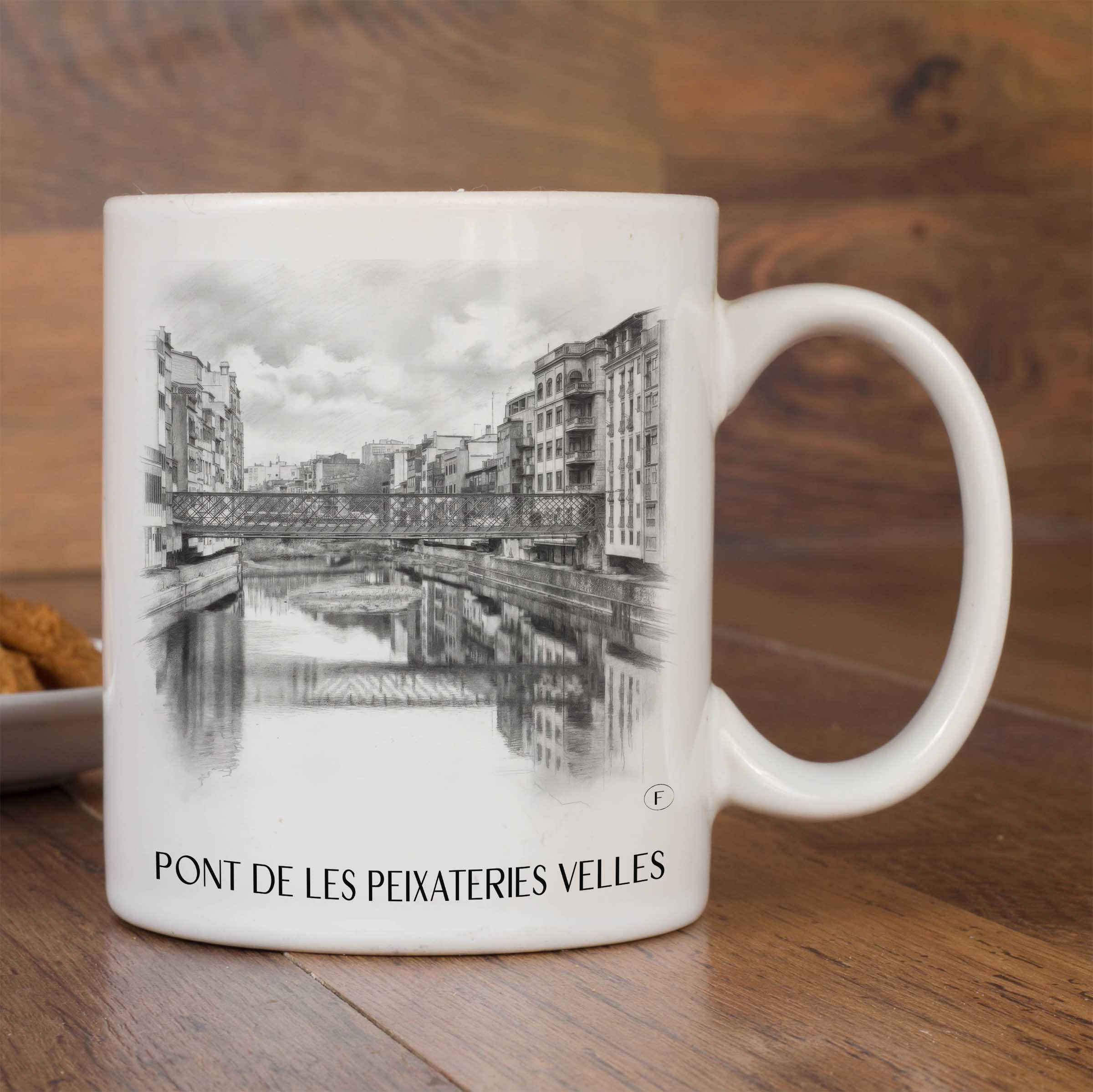 pont-de-les-peixateries-velles-girona-spanien-kaffeebecher-bleistift-zeichnung-drawing
