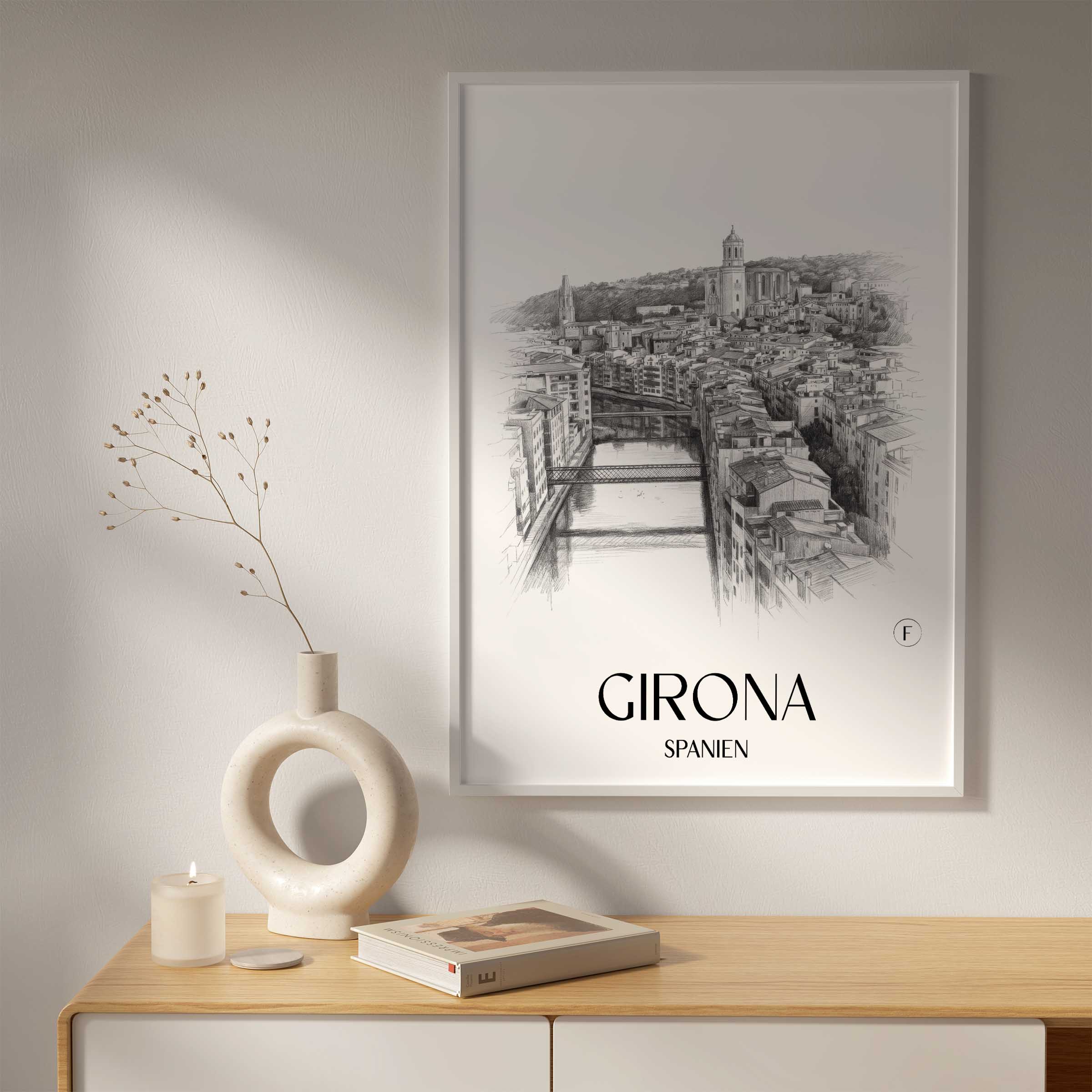 girona-spanien-spanien-poster-bleistift-zeichnung-drawing