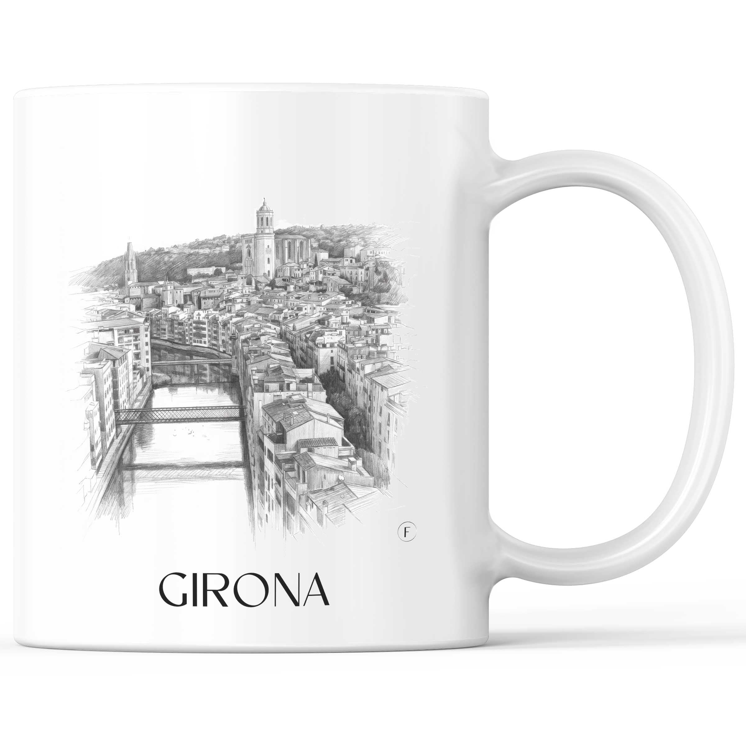 Girona Kaffeebecher - Spanien - Spanien Becher - Kaffeetasse im Zeichnung Stil