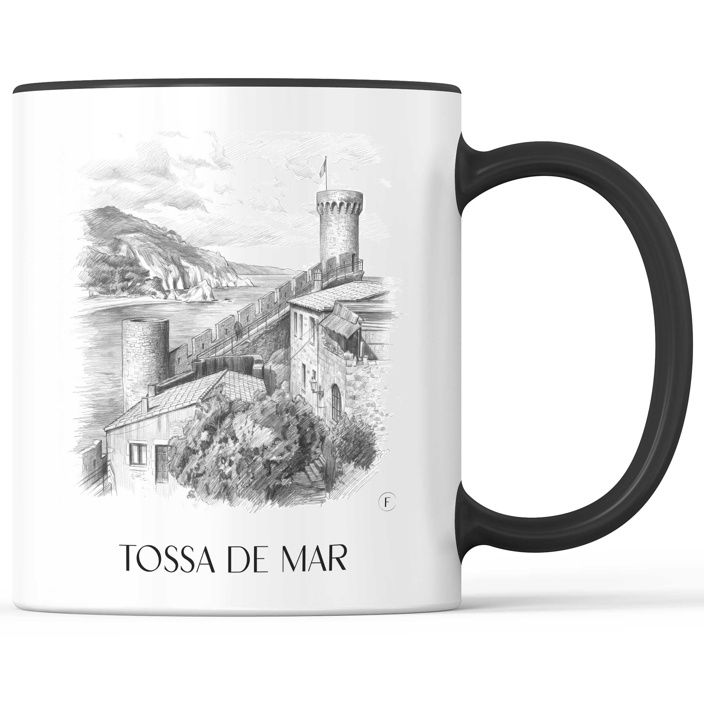 Tossa de Mar Kaffeebecher - Spanien - Spanien Becher - Kaffeetasse im Zeichnung Stil