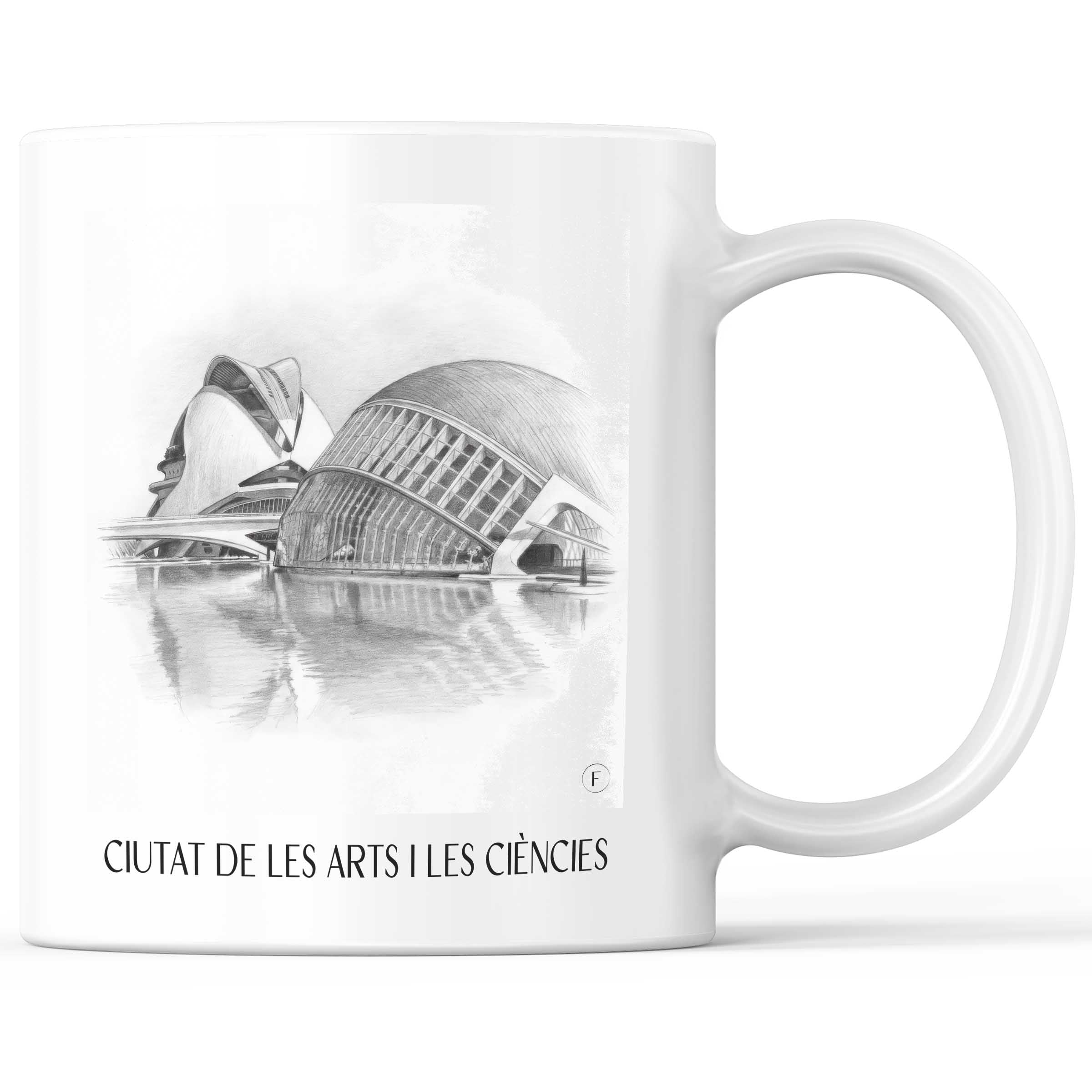 Ciutat de les Arts i les Ciències Kaffeebecher - Valencia - Spanien Becher - Kaffeetasse im Zeichnung Stil