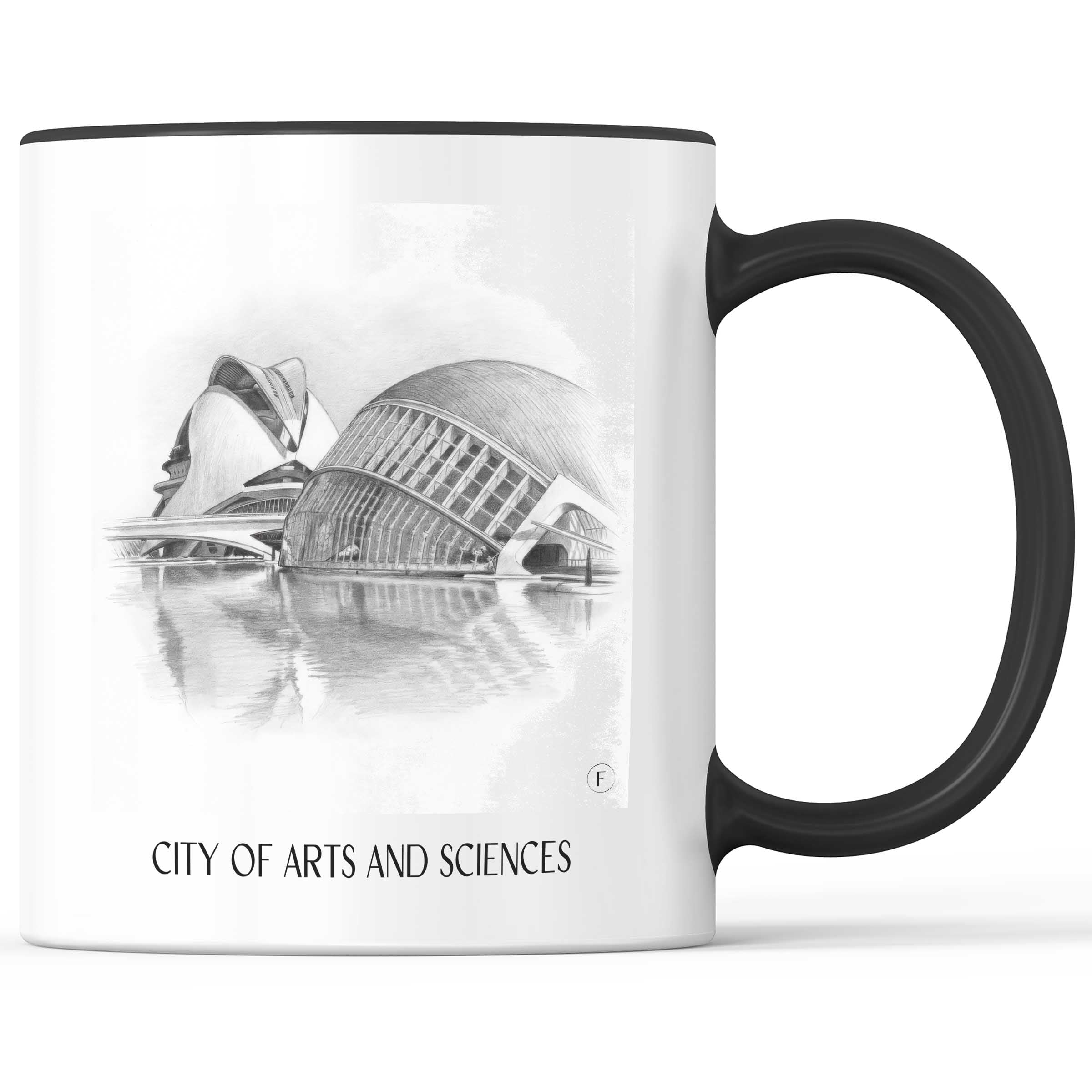 Ciutat de les Arts i les Ciències Kaffeebecher - Valencia - Spanien Becher - Kaffeetasse im Zeichnung Stil