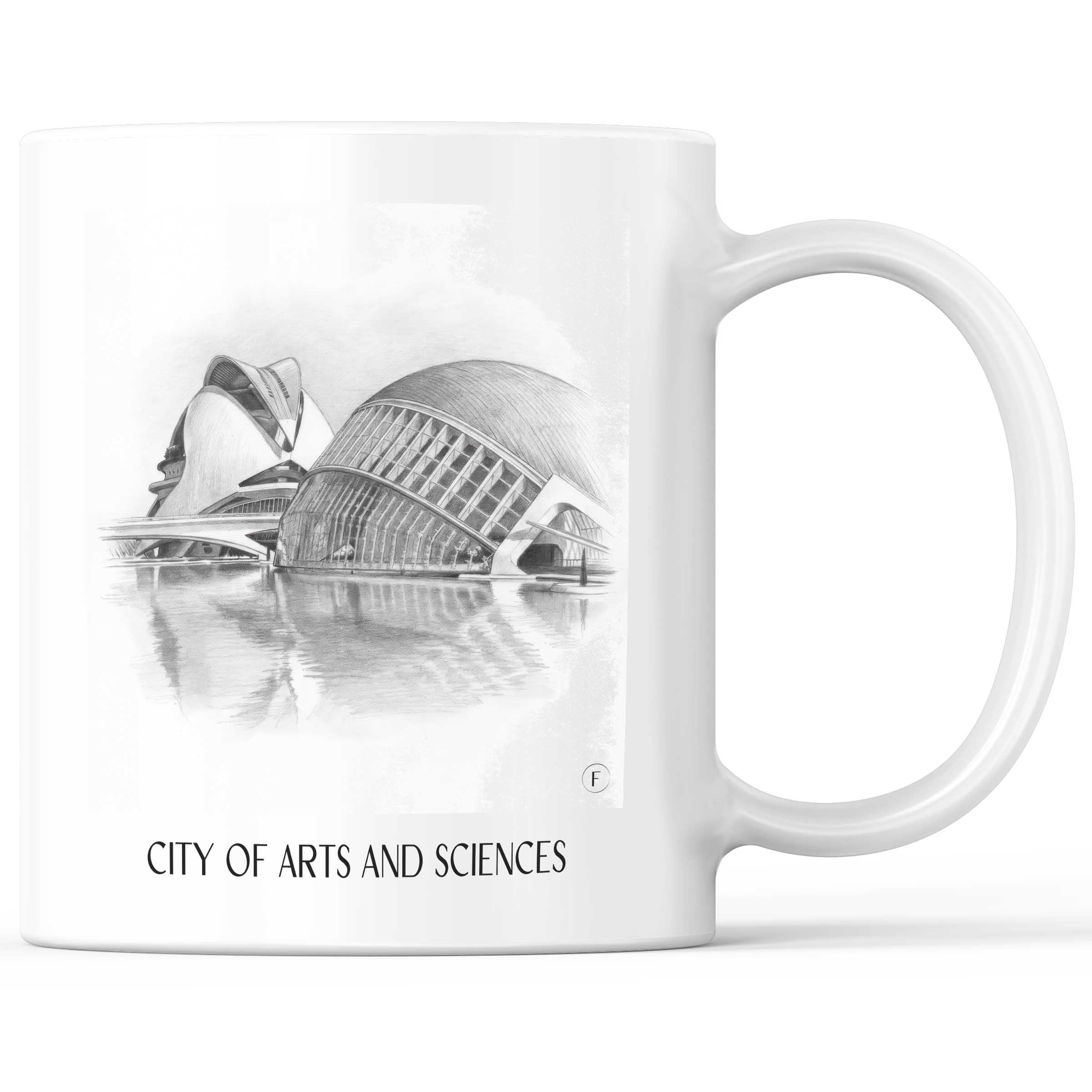 Ciutat de les Arts i les Ciències Kaffeebecher - Valencia - Spanien Becher - Kaffeetasse im Zeichnung Stil