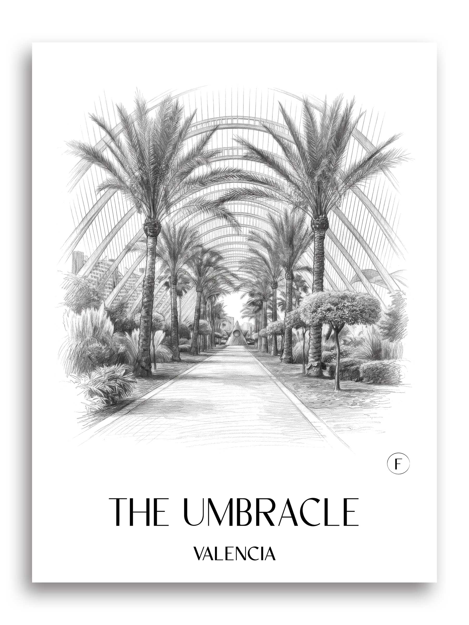 L’Umbracle Poster - Valencia - Spanien Kunstdruck - Zeichnung von A4 bis A1