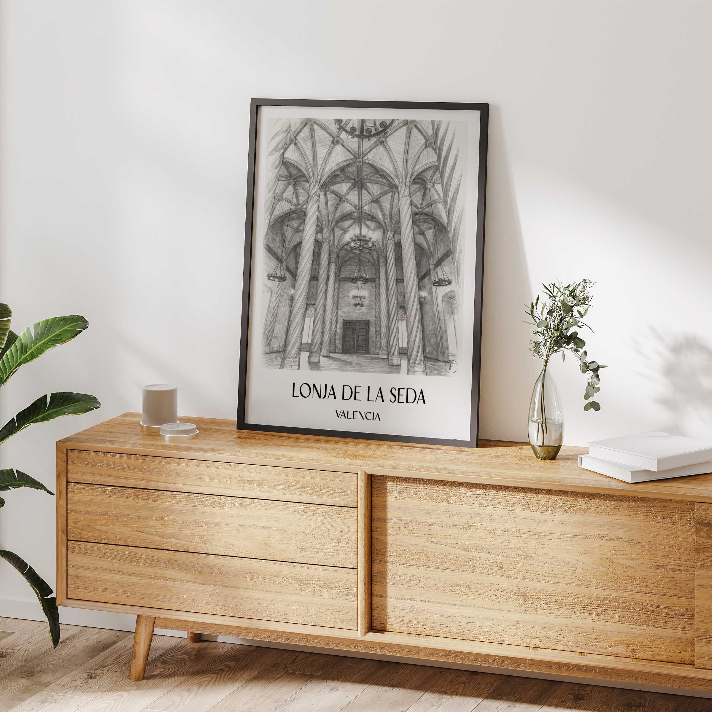 lonja-de-la-seda-valencia-spanien-poster-bleistift-zeichnung-drawing