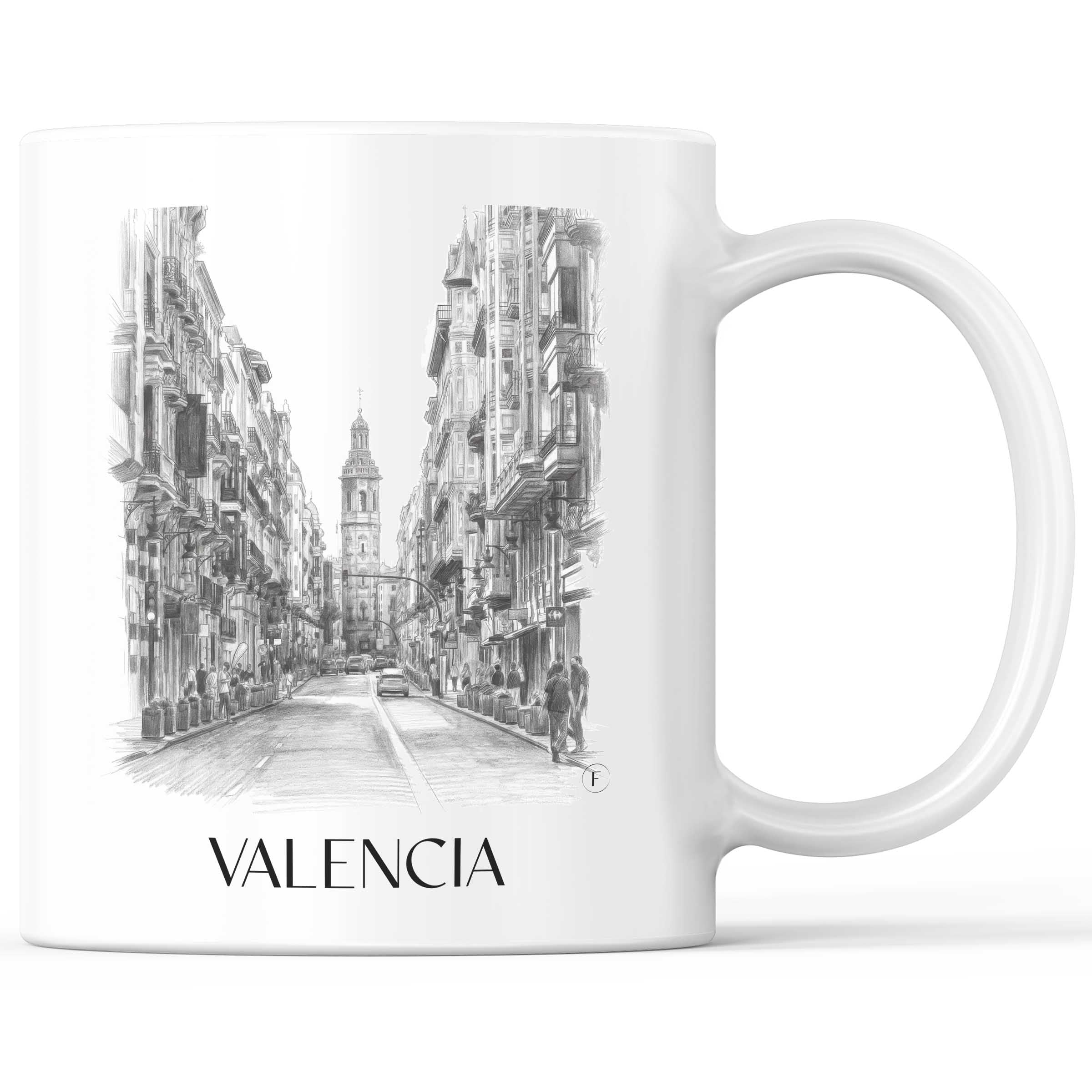 Valencia Kaffeebecher - Spanien - Spanien Becher - Kaffeetasse im Zeichnung Stil