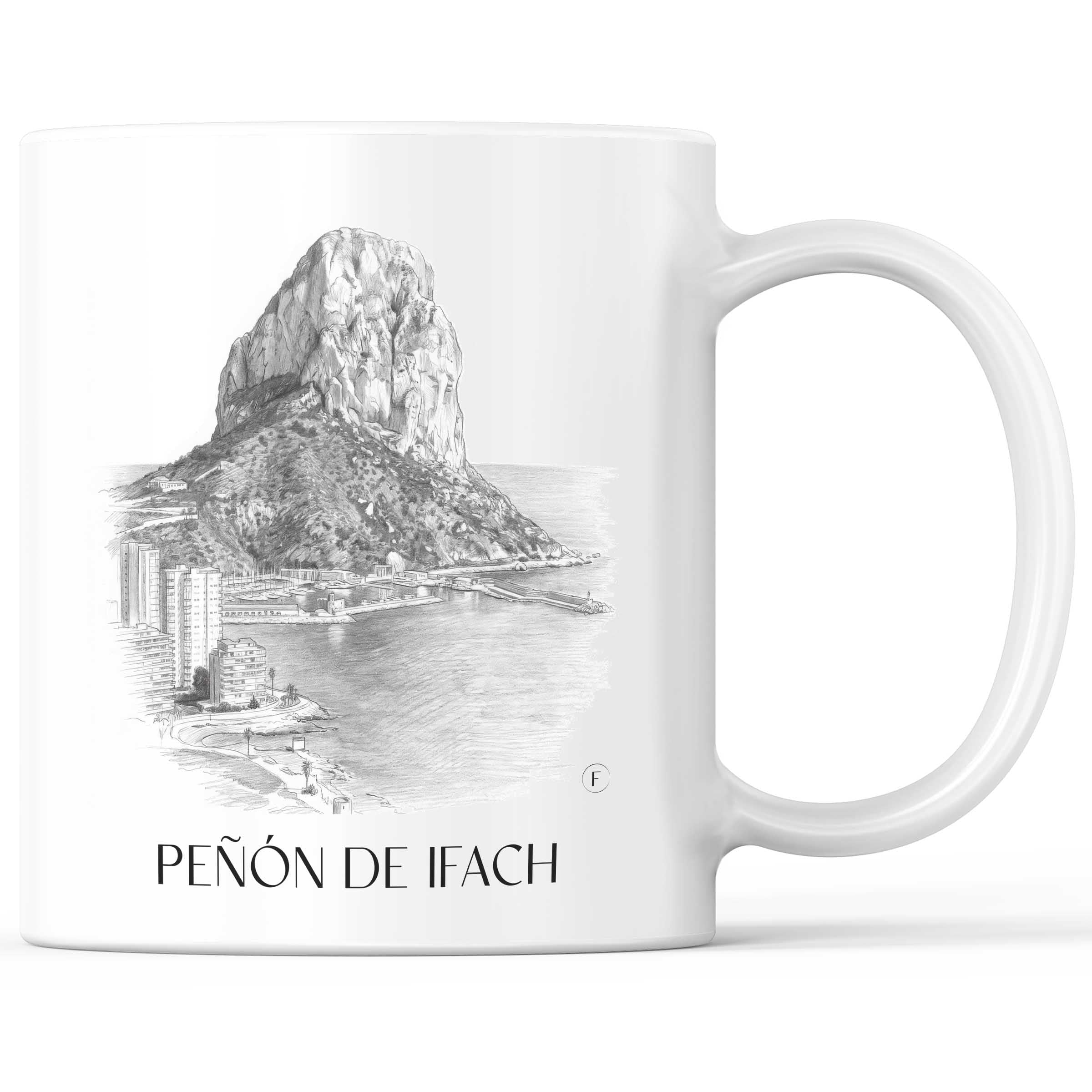 Peñón de Ifach Kaffeebecher - Calpe - Spanien Becher - Kaffeetasse im Zeichnung Stil