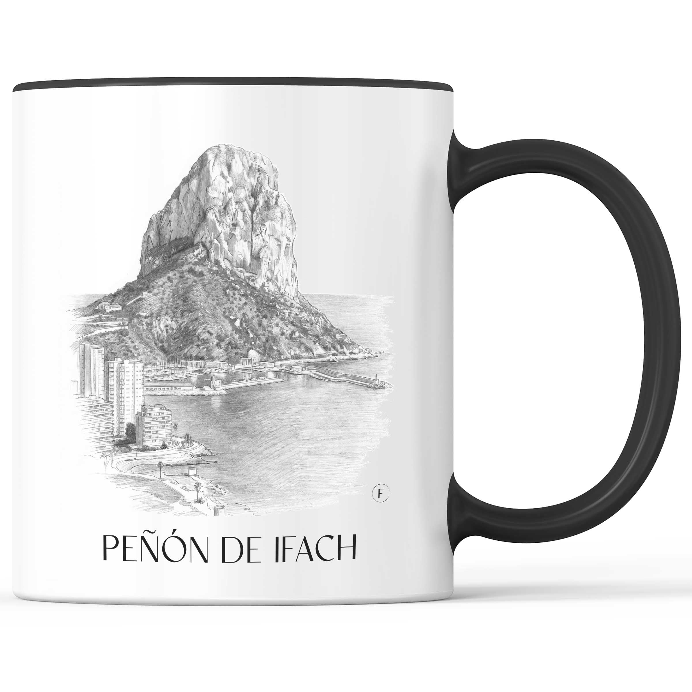 Peñón de Ifach Kaffeebecher - Calpe - Spanien Becher - Kaffeetasse im Zeichnung Stil