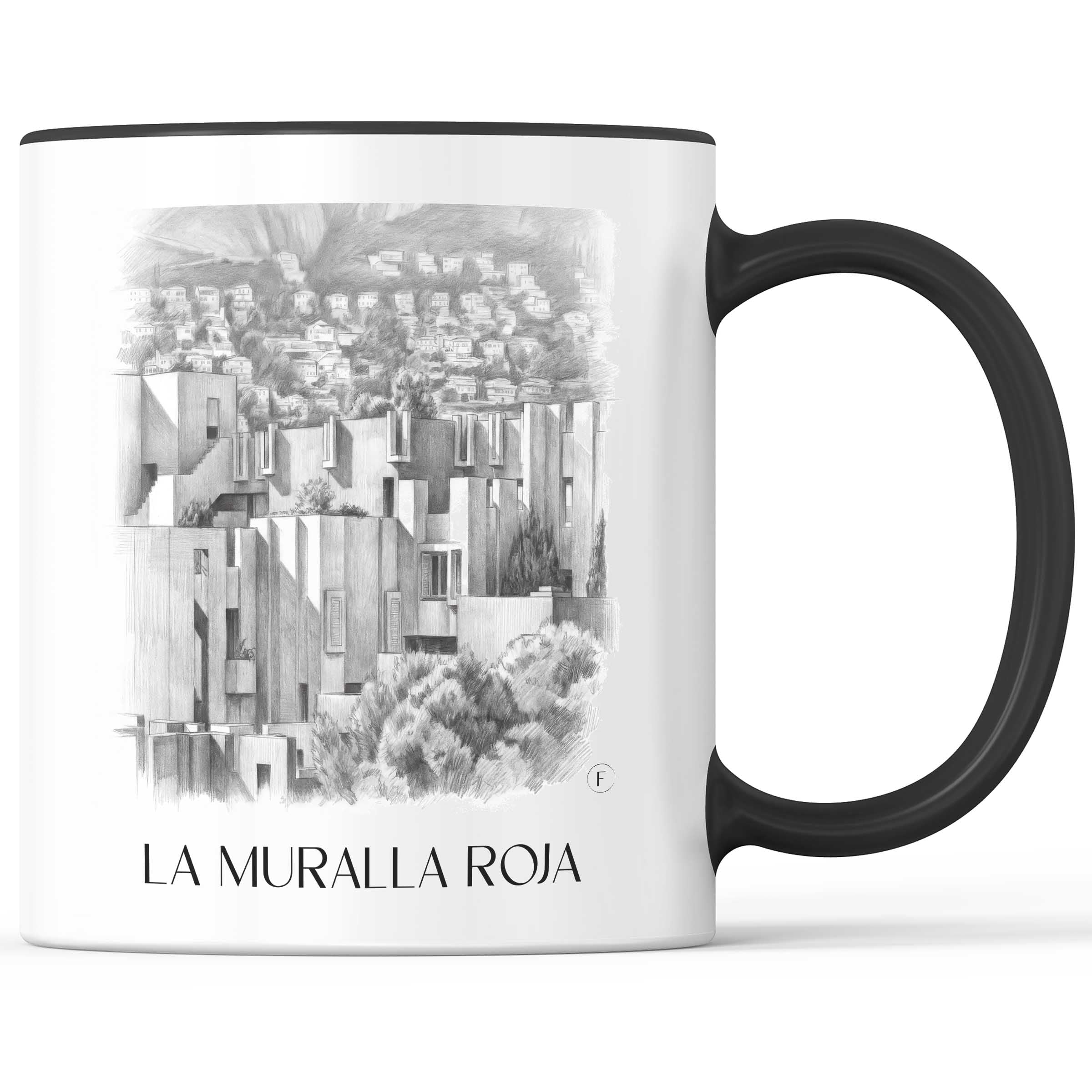 la-muralla-roja-calpe-spanien-kaffeebecher-bleistift-zeichnung-drawing