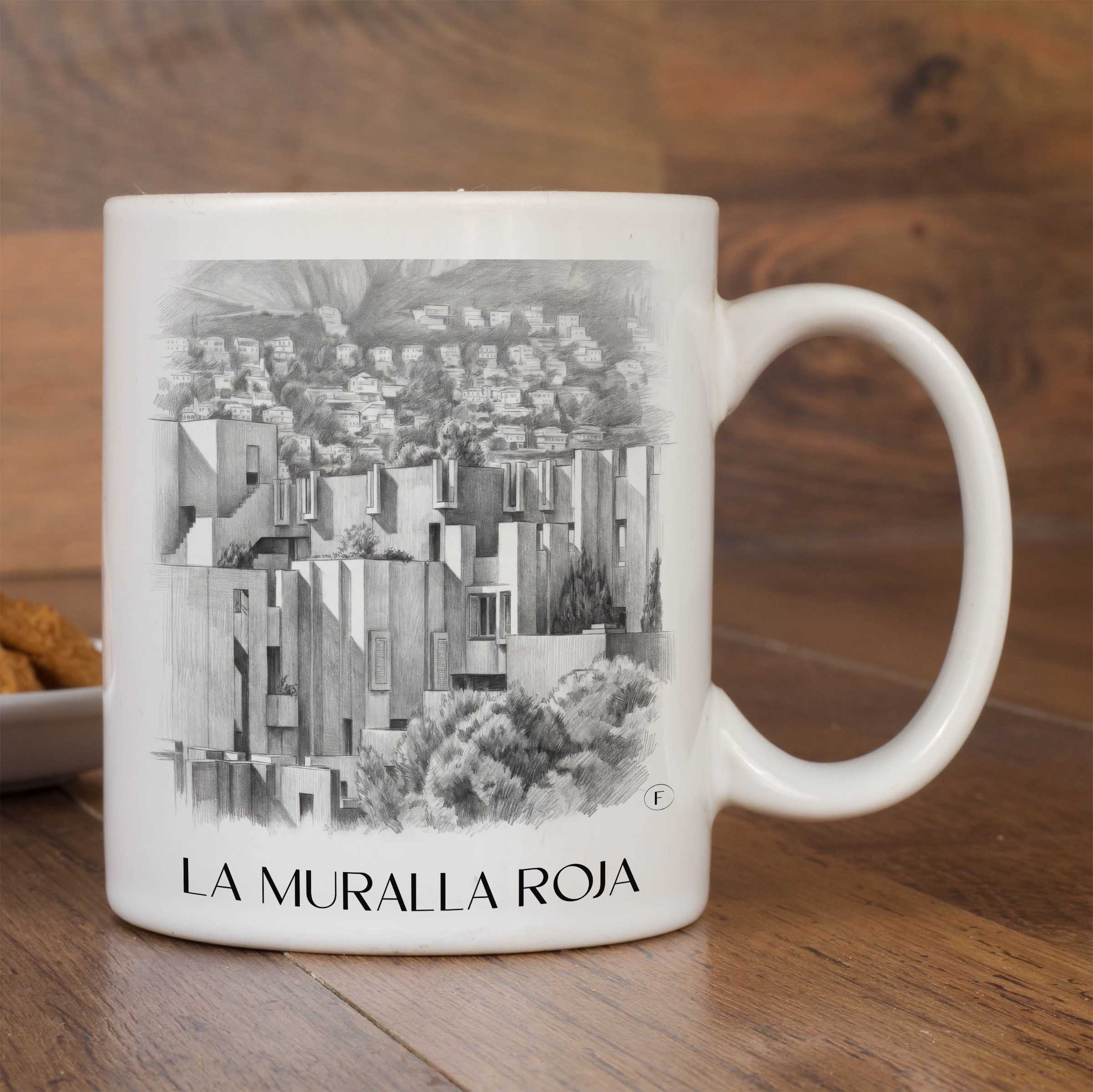la-muralla-roja-calpe-spanien-kaffeebecher-bleistift-zeichnung-drawing