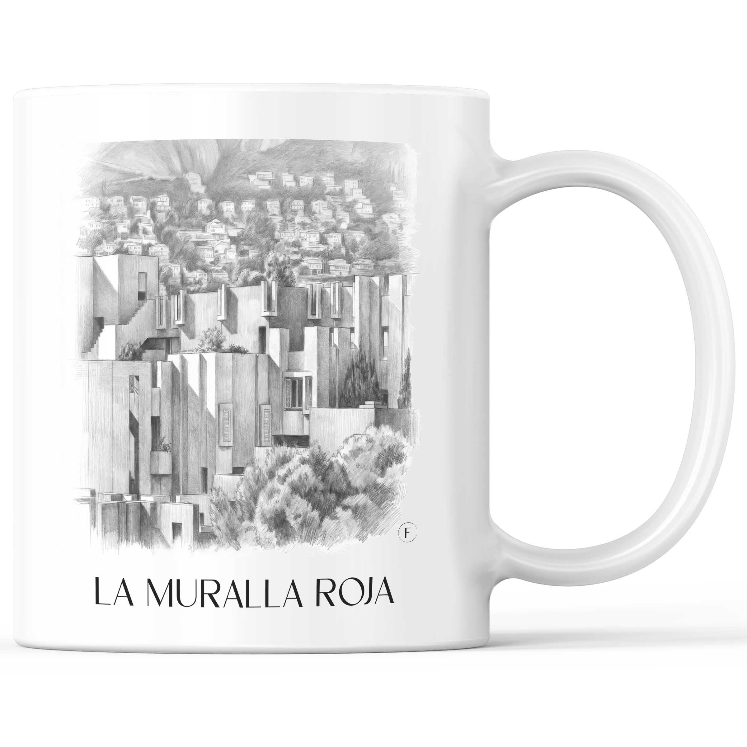 La Muralla Roja Kaffeebecher - Calpe - Spanien Becher - Kaffeetasse im Zeichnung Stil