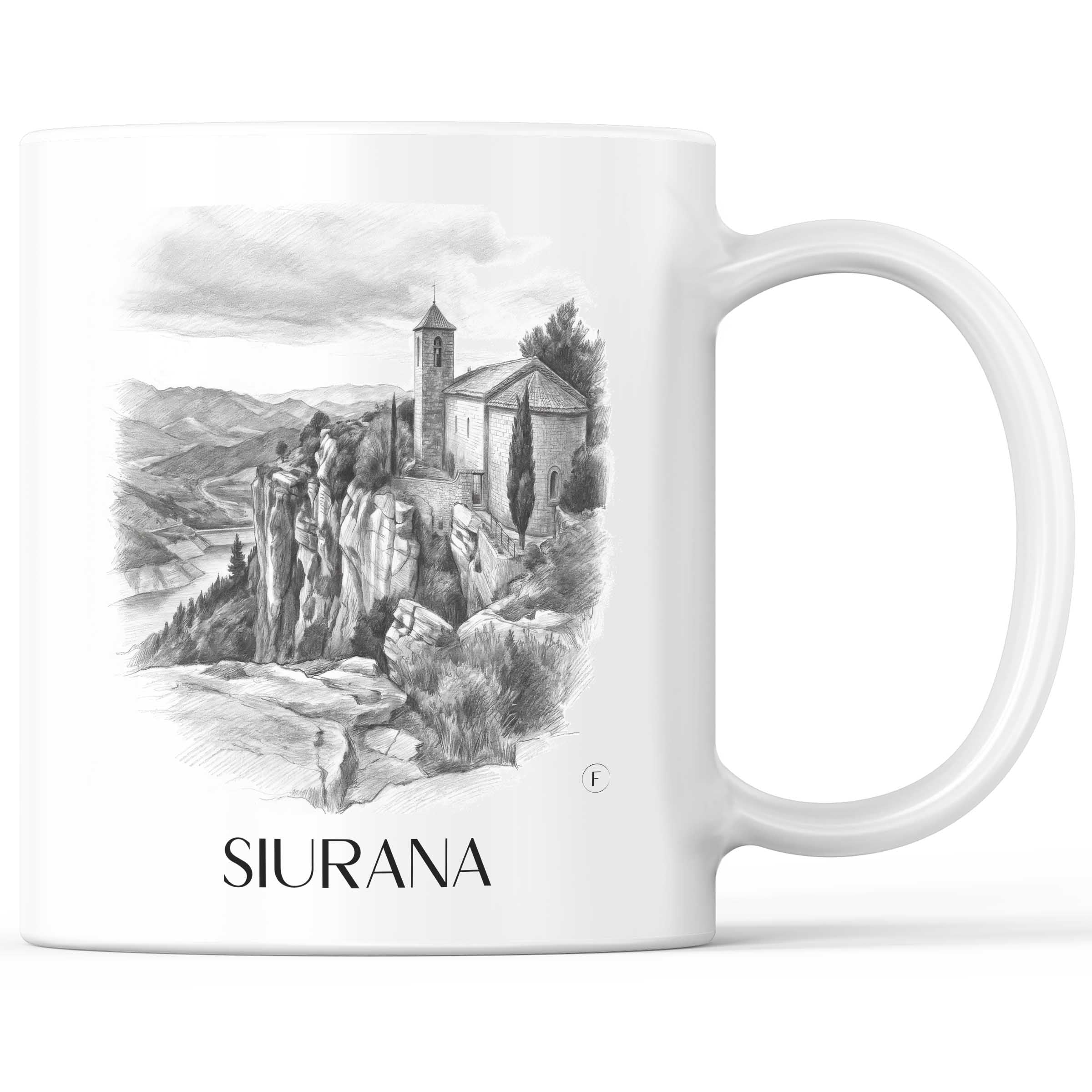 Siurana Kaffeebecher - Spanien - Spanien Becher - Kaffeetasse im Zeichnung Stil