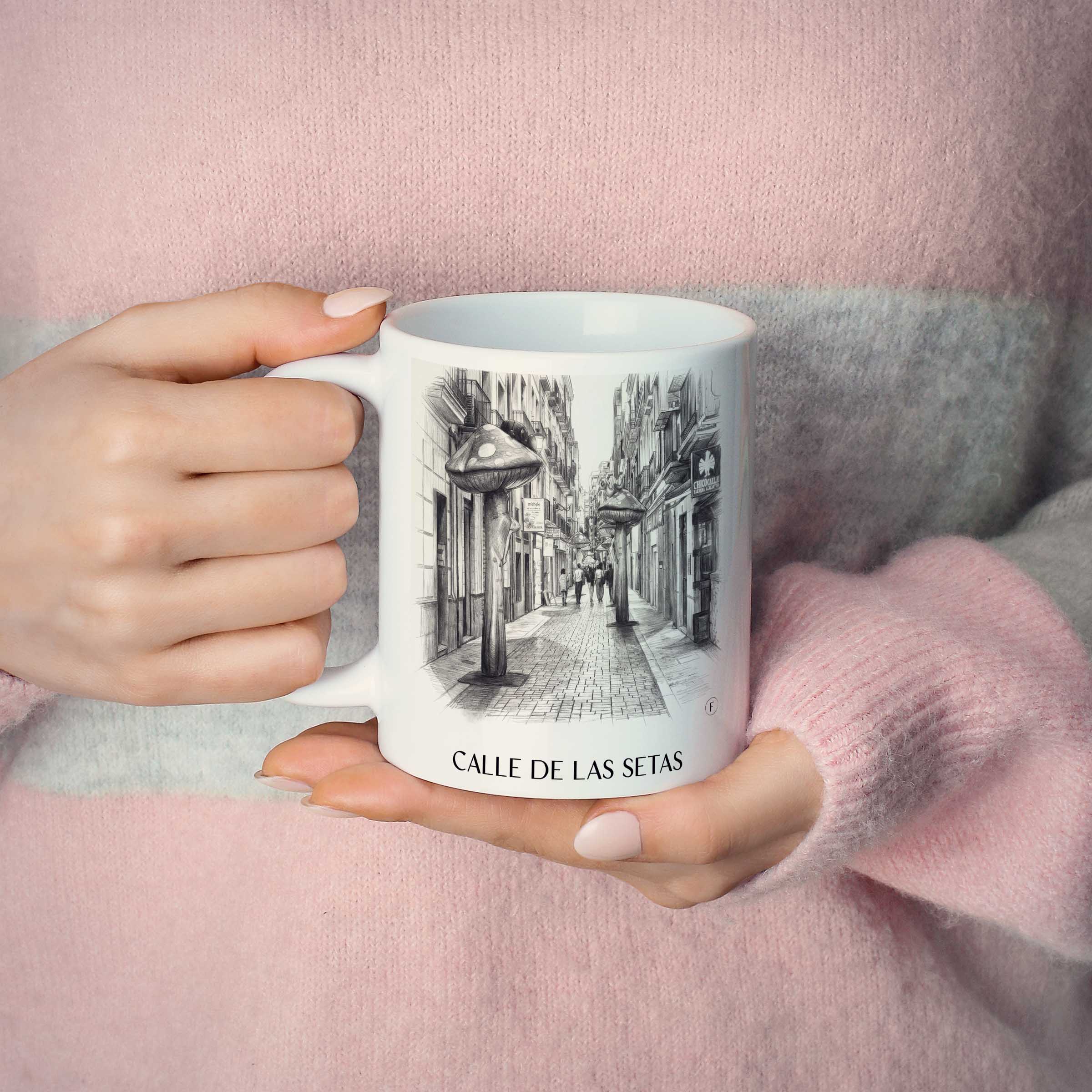 calle-de-las-setas-alicante-spanien-kaffeebecher-bleistift-zeichnung-drawing