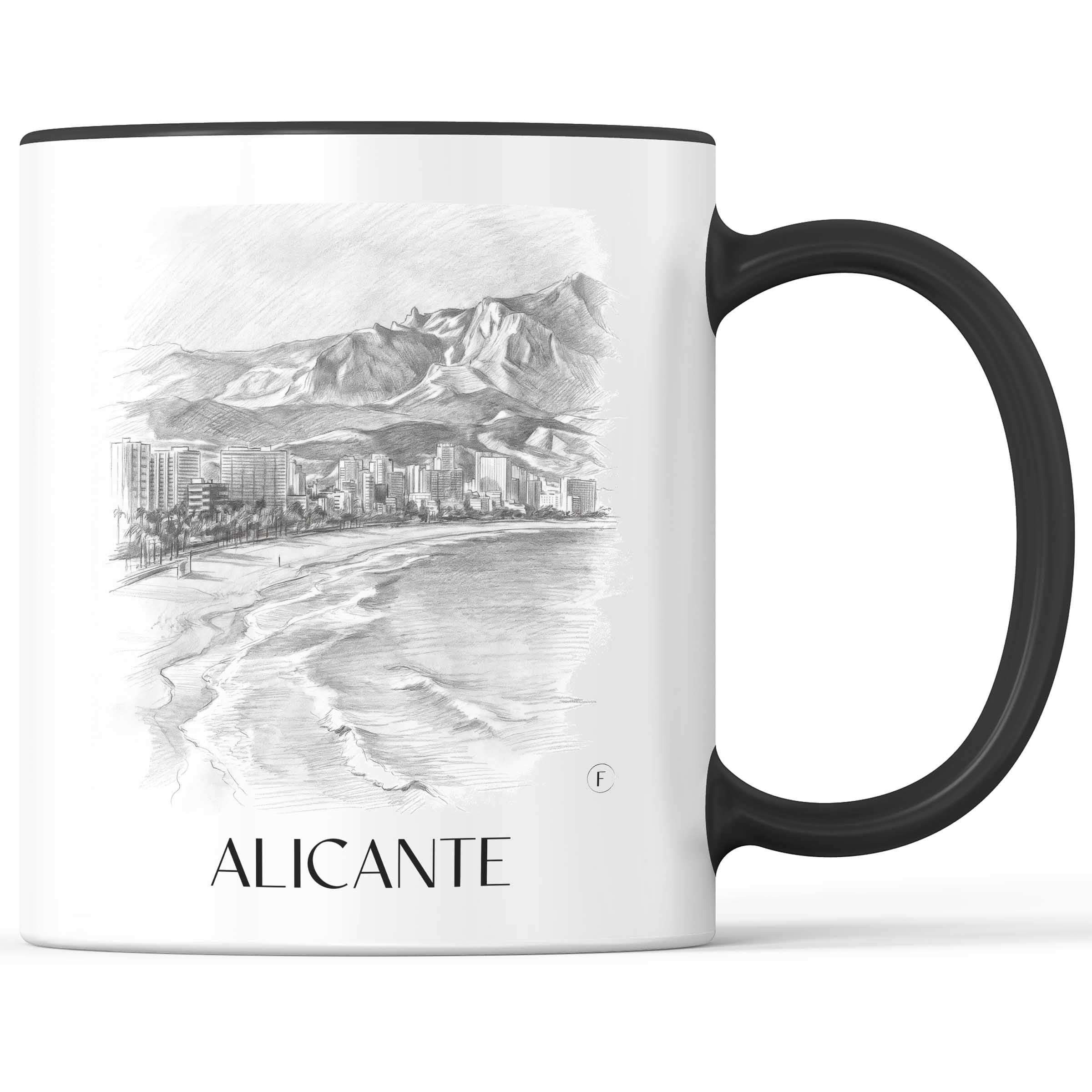 Alicante Kaffeebecher - Spanien - Spanien Becher - Kaffeetasse im Zeichnung Stil