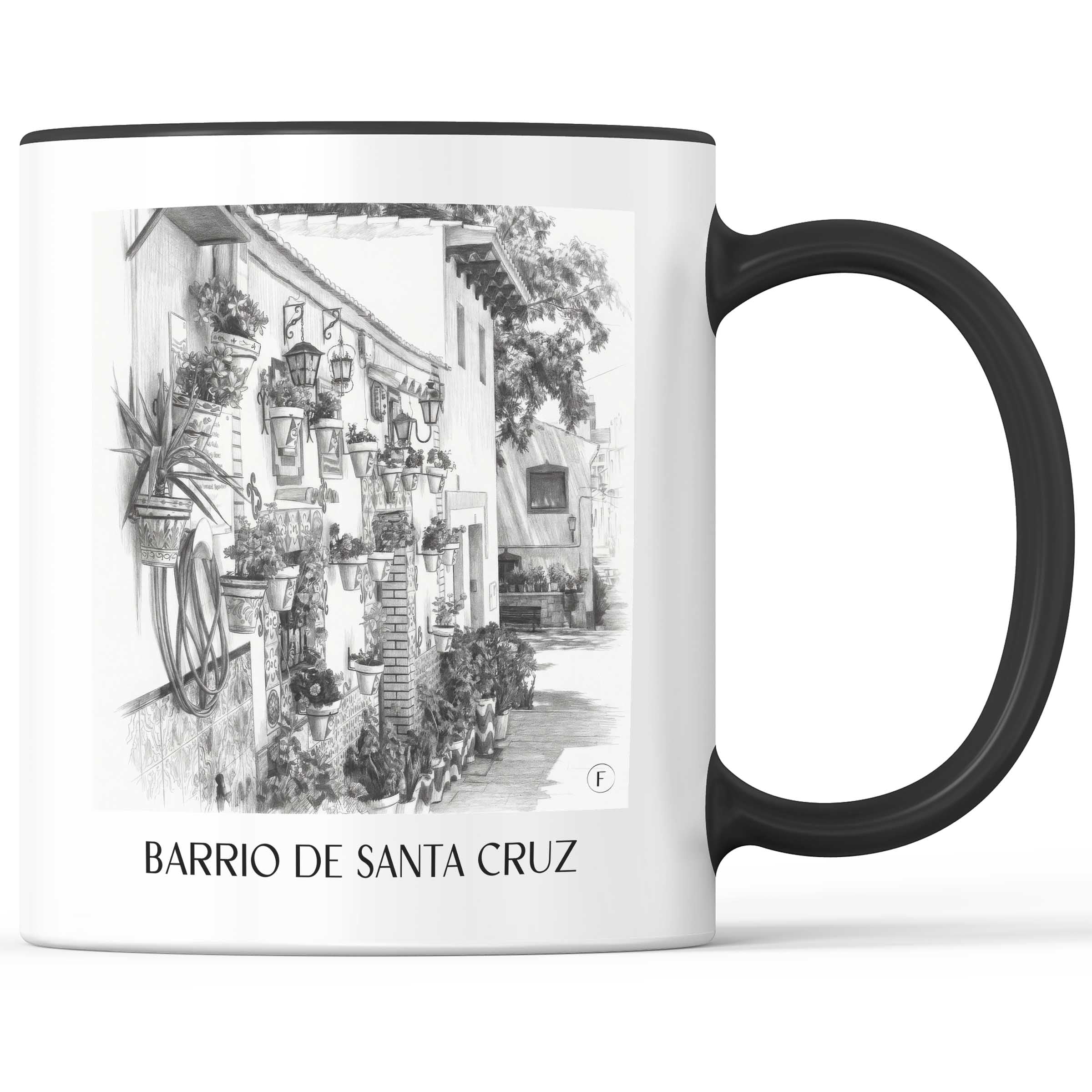 Barrio de Santa Cruz Kaffeebecher - Alicante - Spanien Becher - Kaffeetasse im Zeichnung Stil
