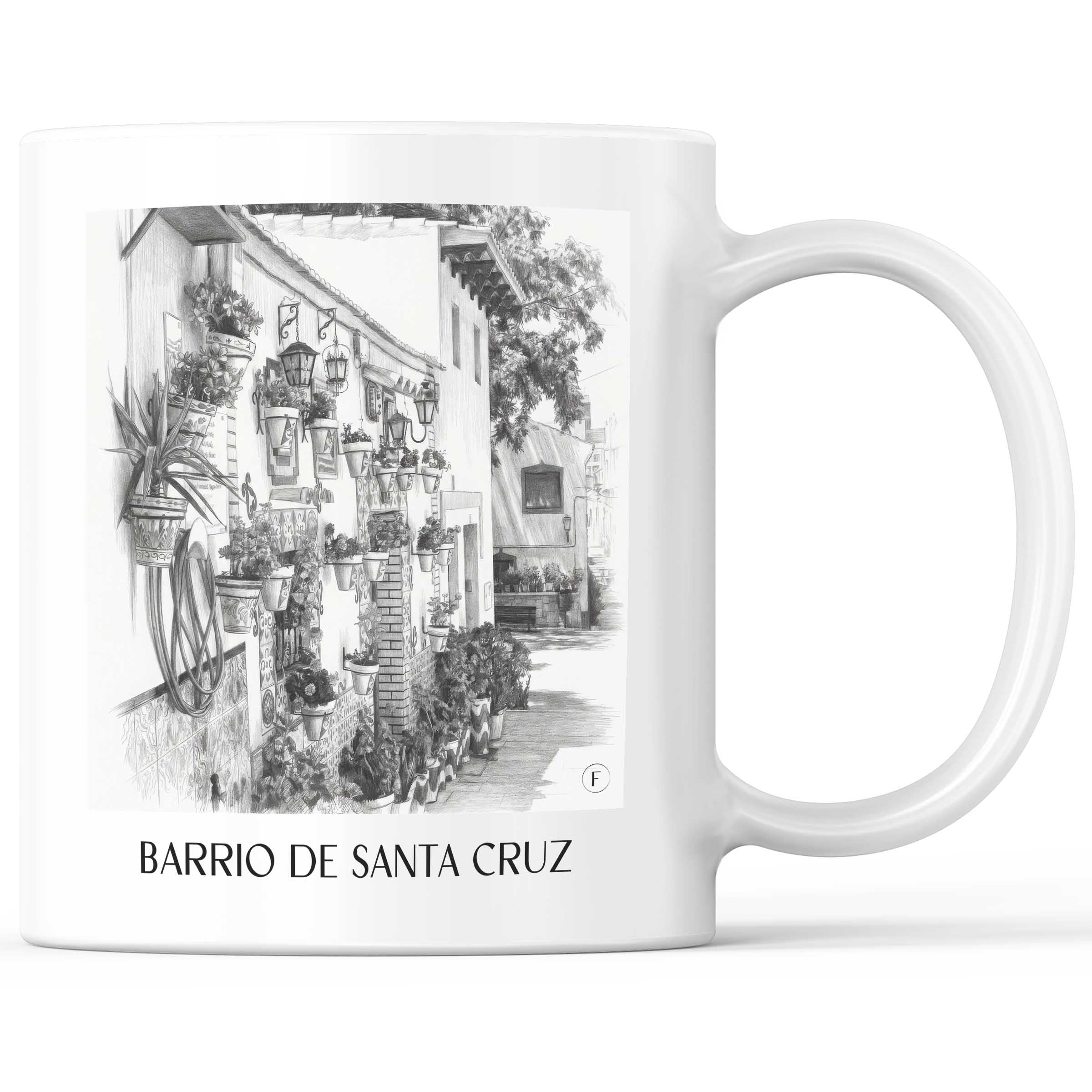 Barrio de Santa Cruz Kaffeebecher - Alicante - Spanien Becher - Kaffeetasse im Zeichnung Stil