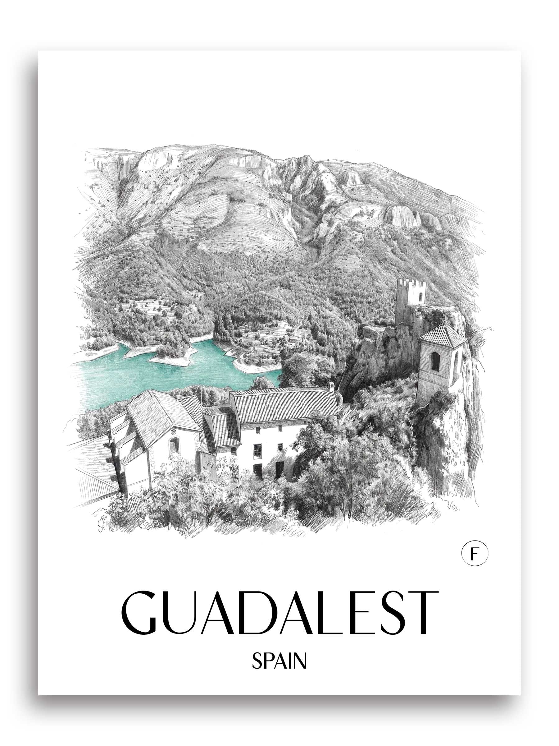 Guadalest Poster - Spanien - Spanien Kunstdruck - Zeichnung von A4 bis A1