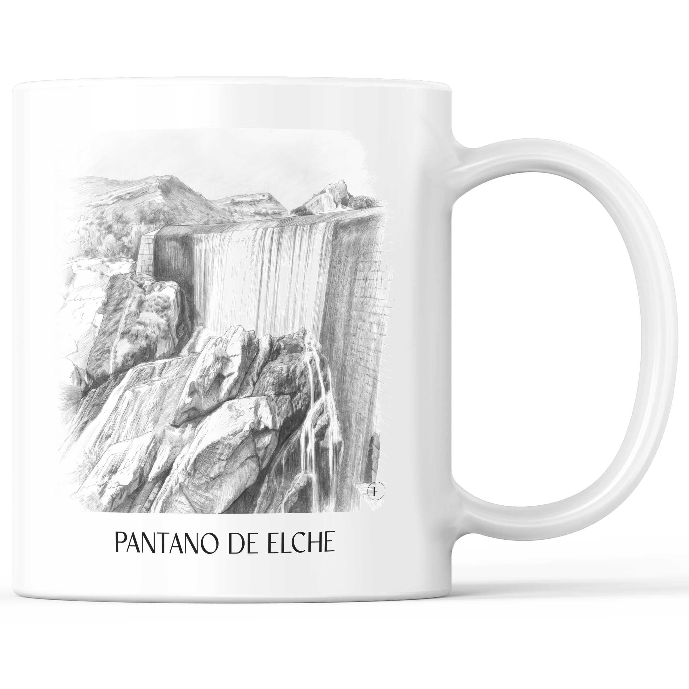 Pantano de Elche Kaffeebecher - Spanien - Spanien Becher - Kaffeetasse im Zeichnung Stil