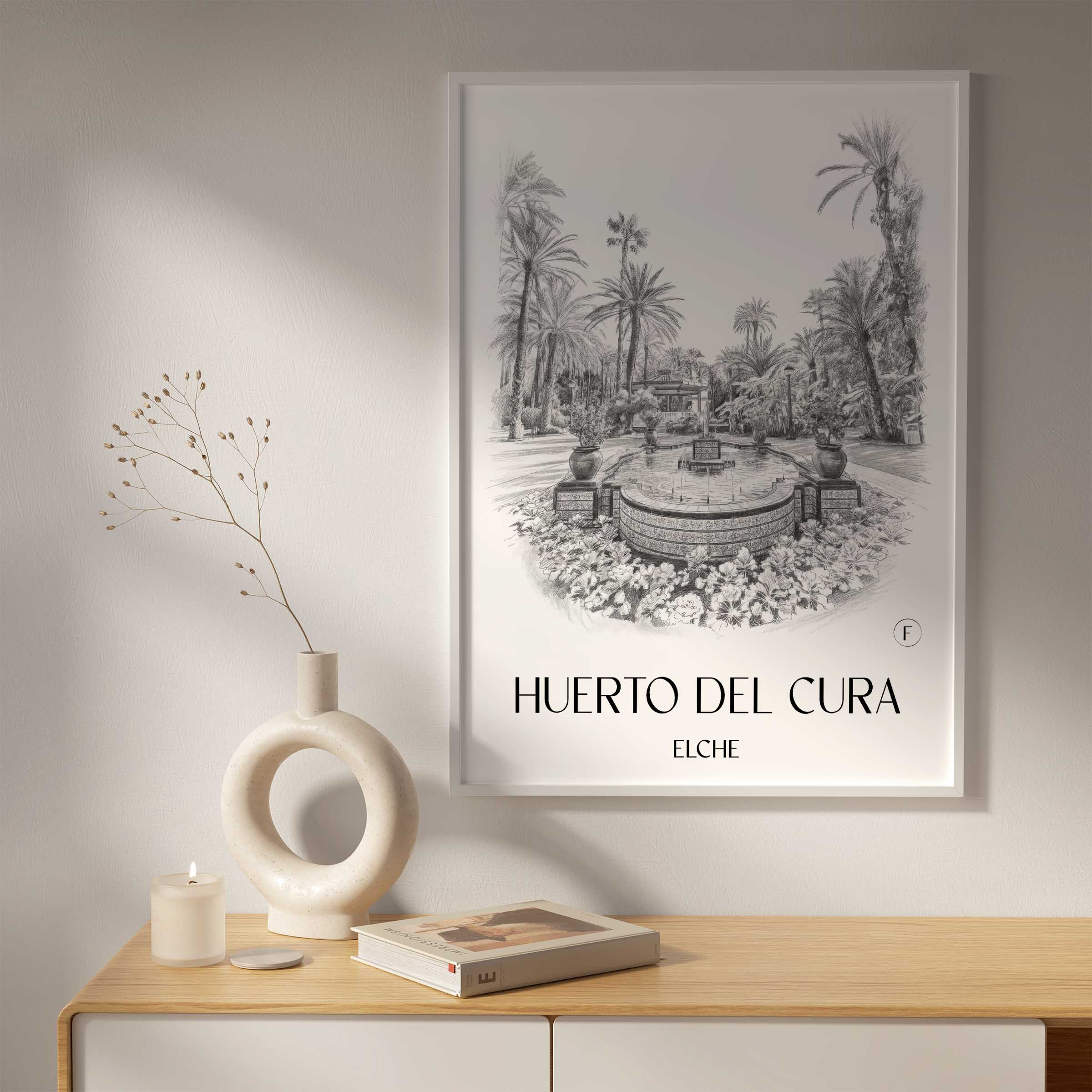 huerto-del-cura-elche-spanien-poster-bleistift-zeichnung-drawing