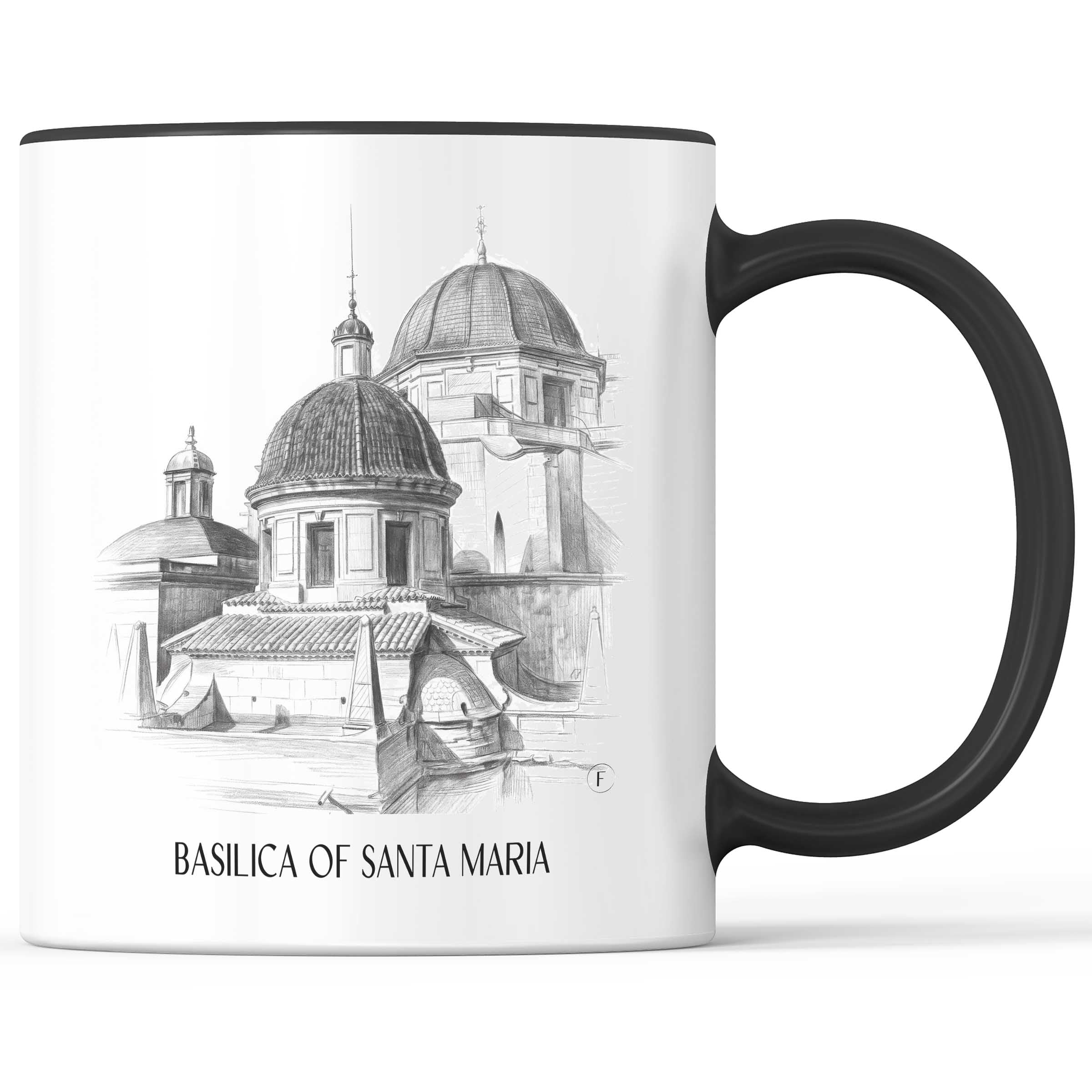 Basílica de Santa Maria Kaffeebecher - Elche - Spanien Becher - Kaffeetasse im Zeichnung Stil