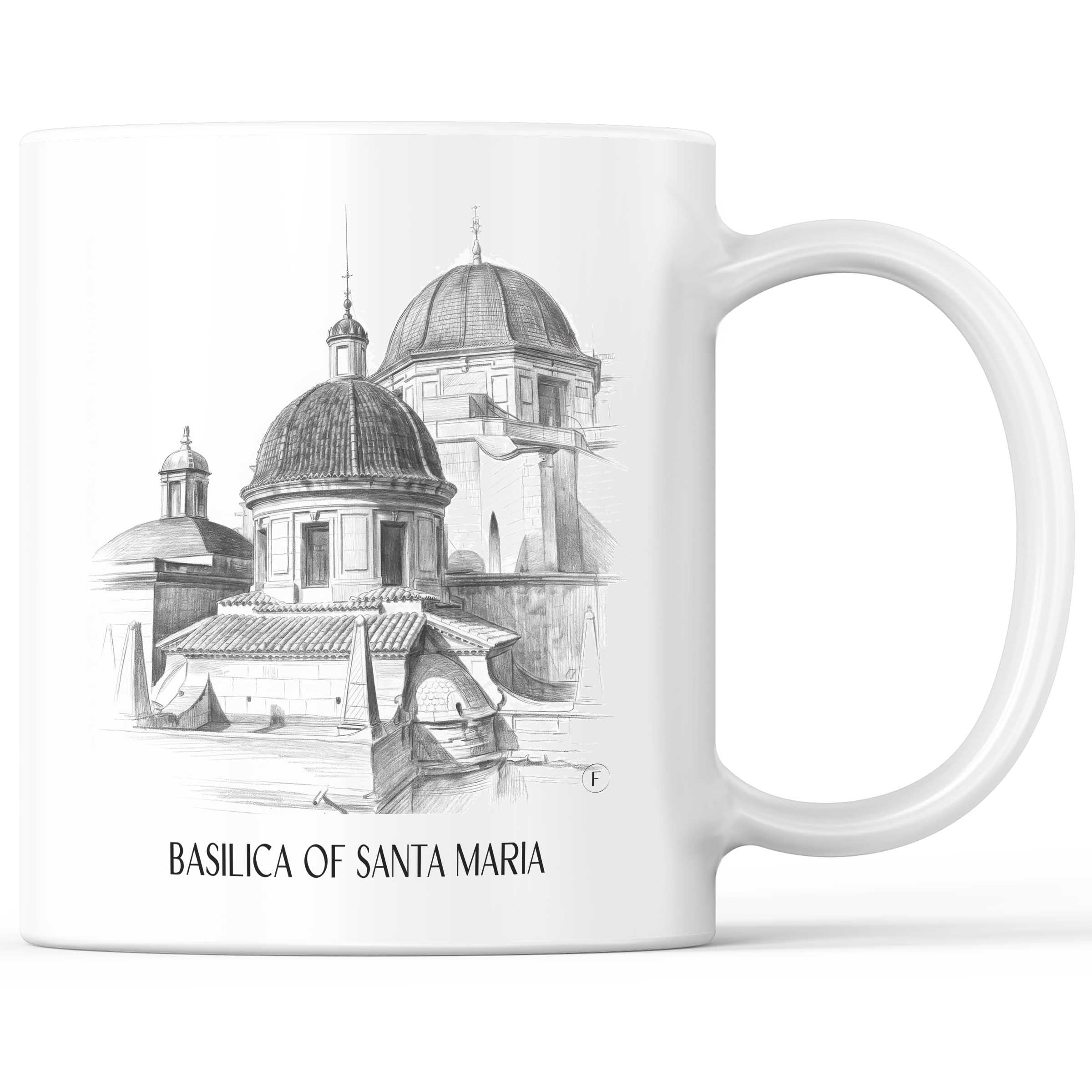 Basílica de Santa Maria Kaffeebecher - Elche - Spanien Becher - Kaffeetasse im Zeichnung Stil