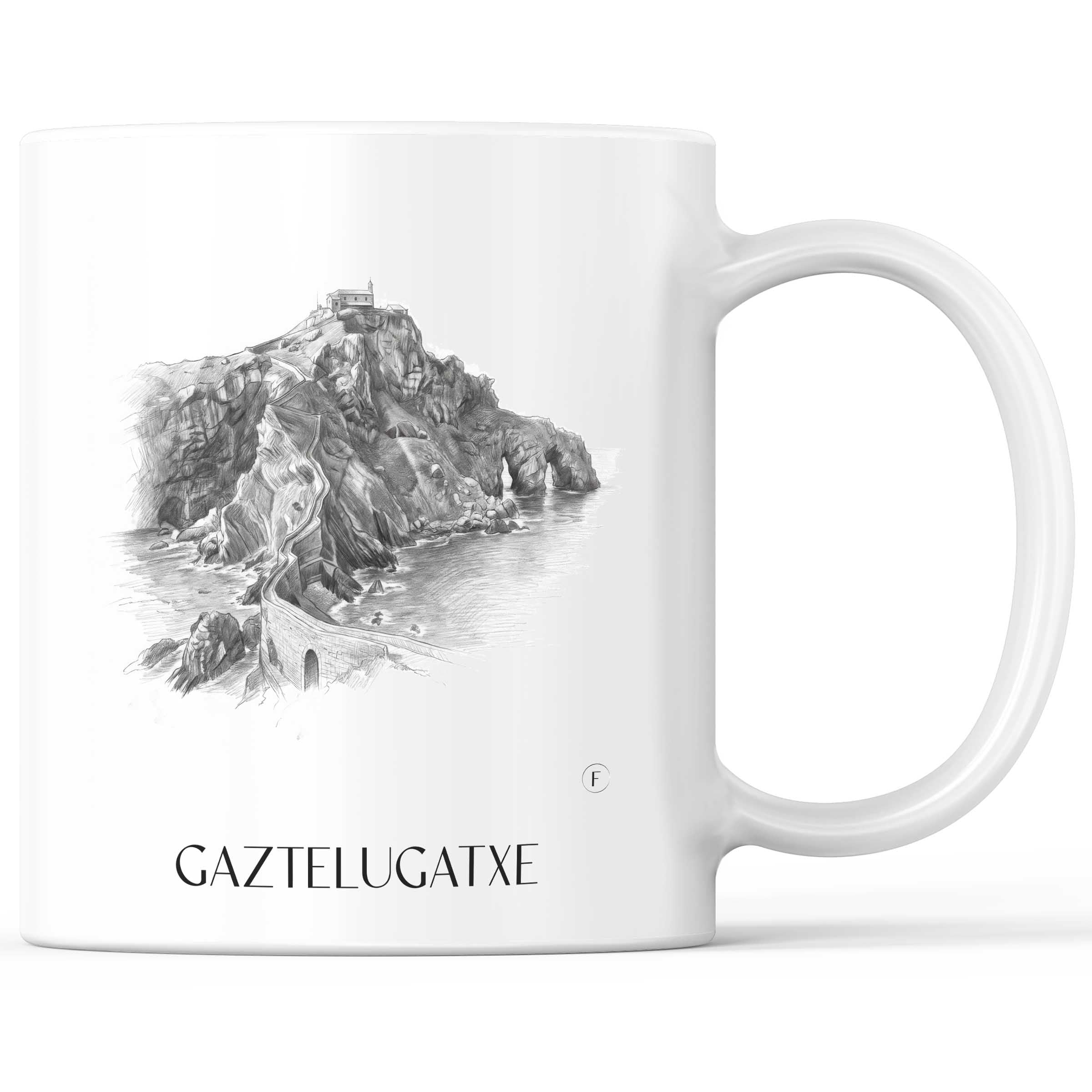Gaztelugatxe Kaffeebecher - Spanien - Spanien Becher - Kaffeetasse im Zeichnung Stil