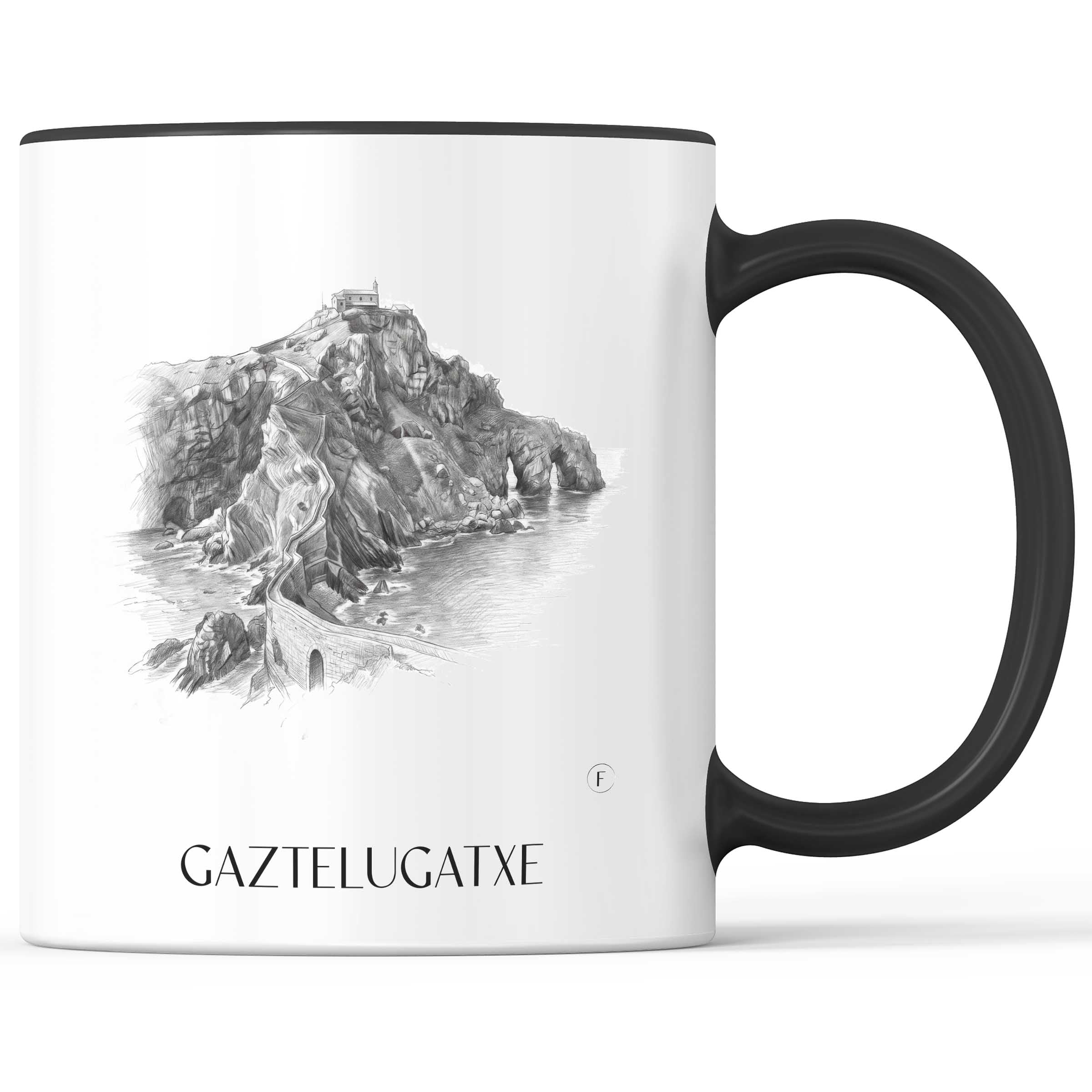 Gaztelugatxe Kaffeebecher - Spanien - Spanien Becher - Kaffeetasse im Zeichnung Stil