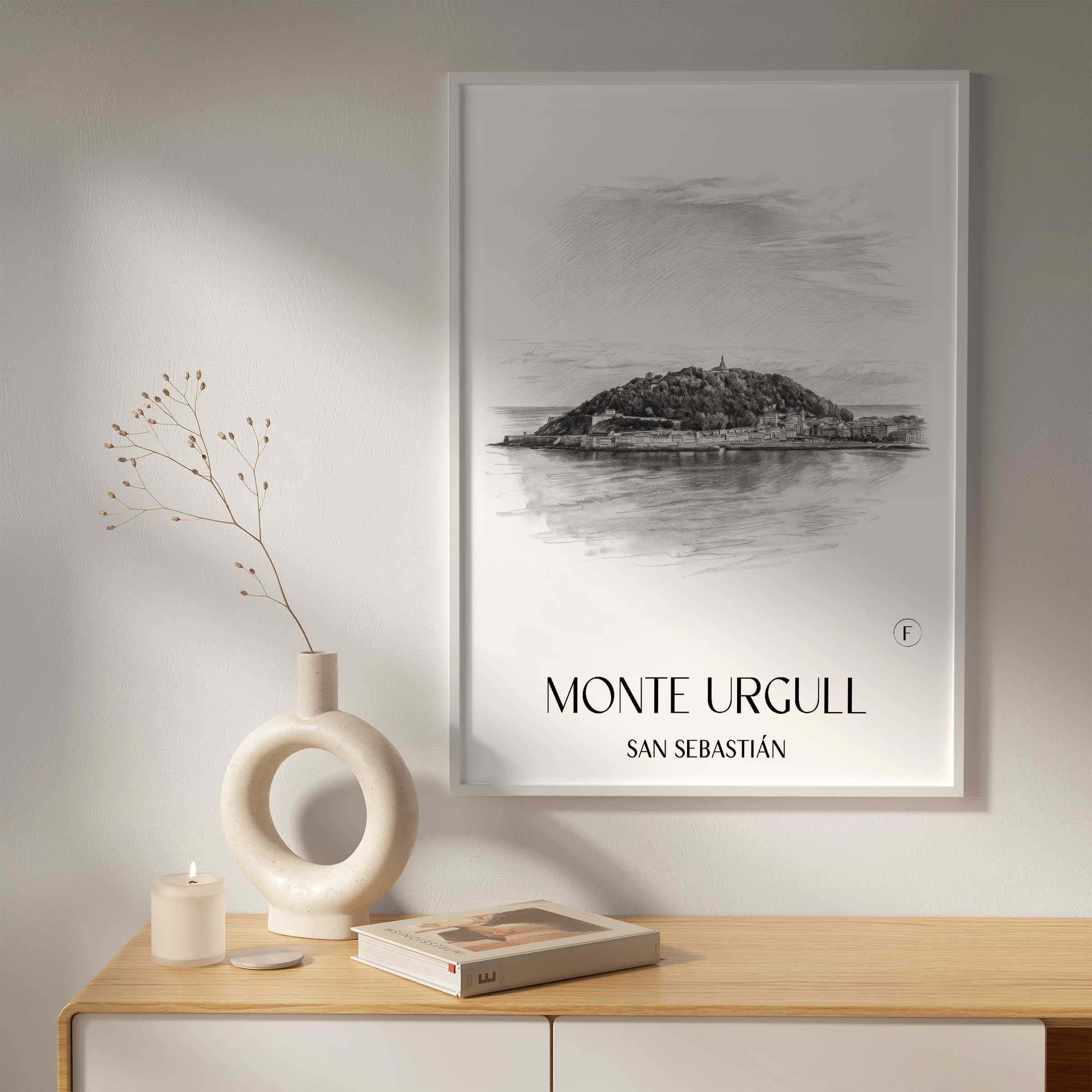 monte-urgull-san-sebastián-spanien-poster-bleistift-zeichnung-drawing