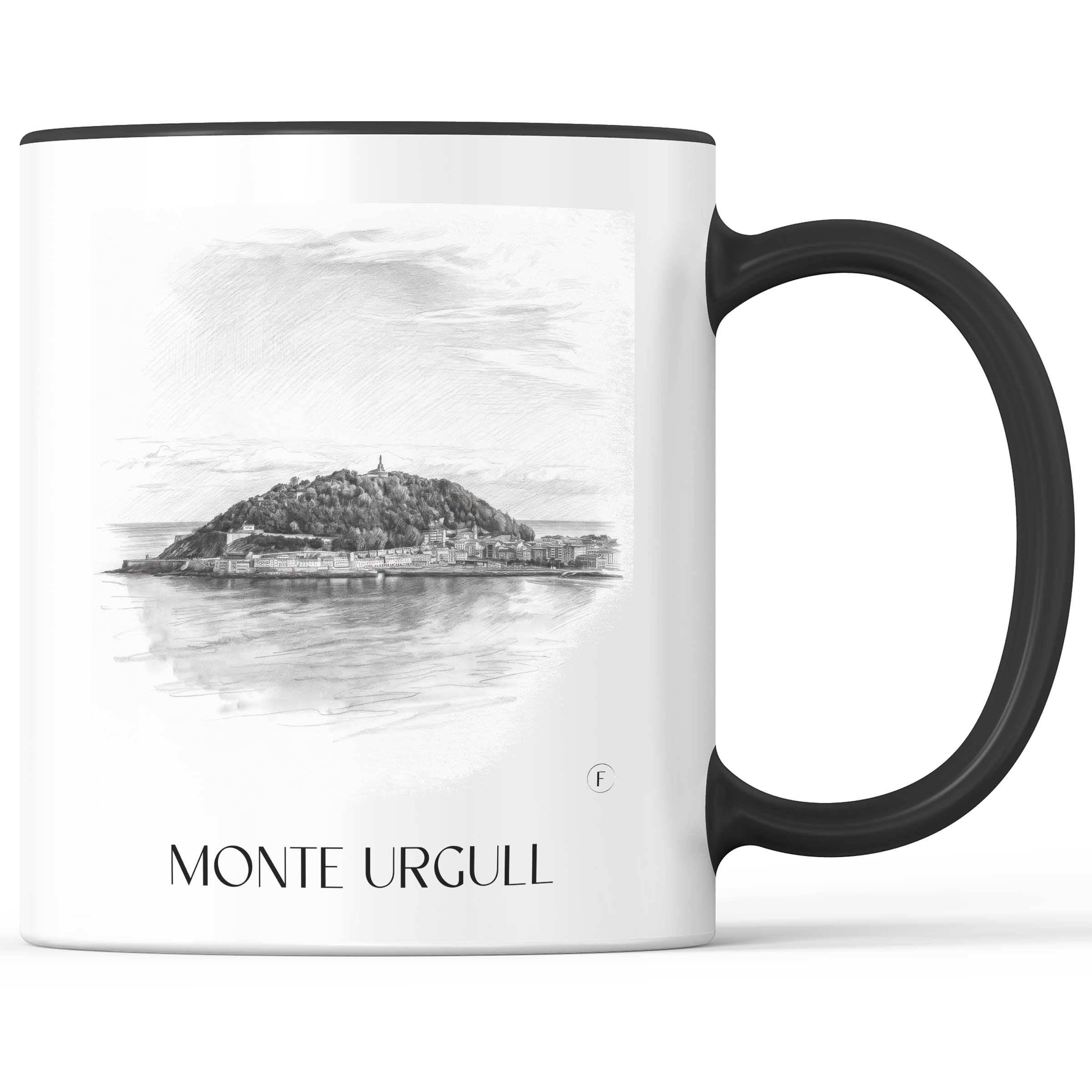 Monte Urgull Kaffeebecher - San Sebastián - Spanien Becher - Kaffeetasse im Zeichnung Stil