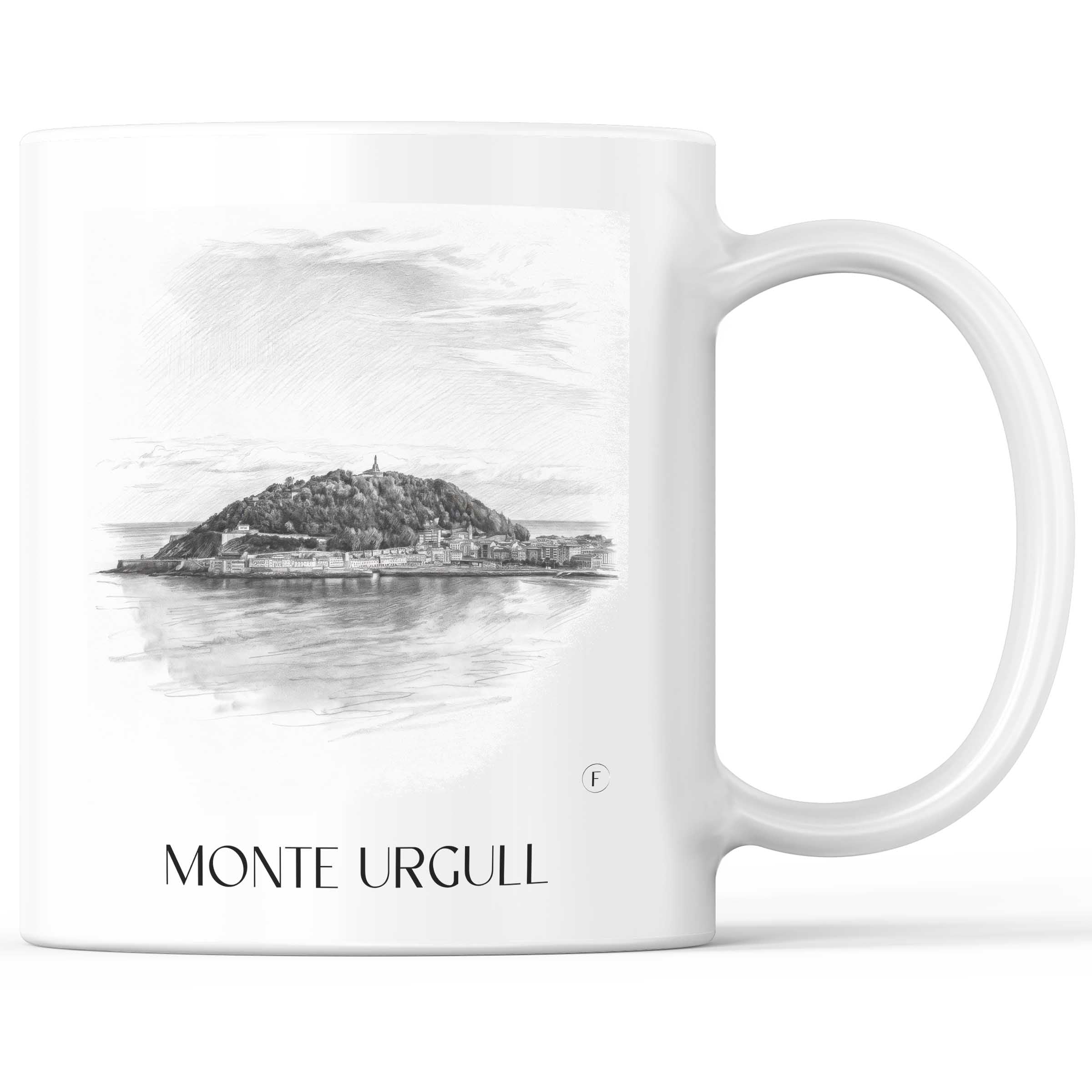 Monte Urgull Kaffeebecher - San Sebastián - Spanien Becher - Kaffeetasse im Zeichnung Stil