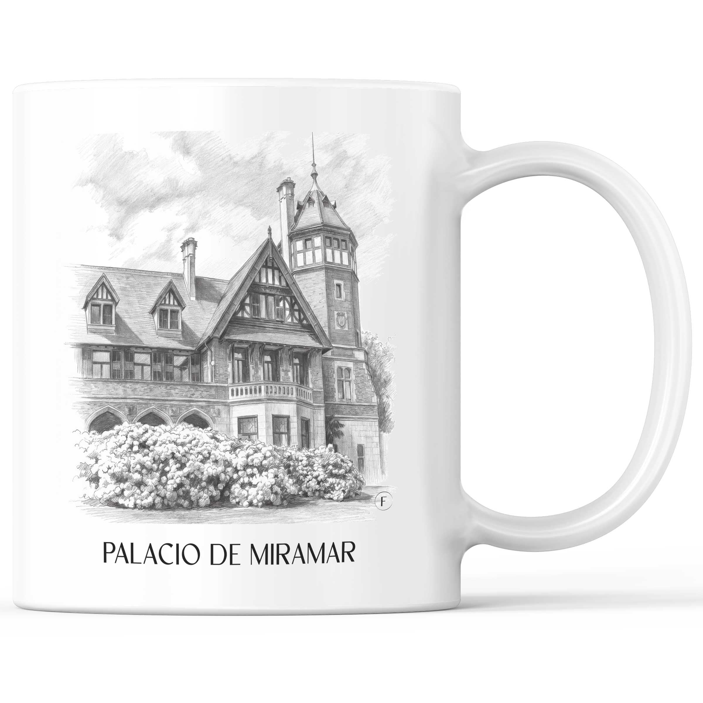 Palacio de Miramar Kaffeebecher - San Sebastián - Spanien Becher - Kaffeetasse im Zeichnung Stil