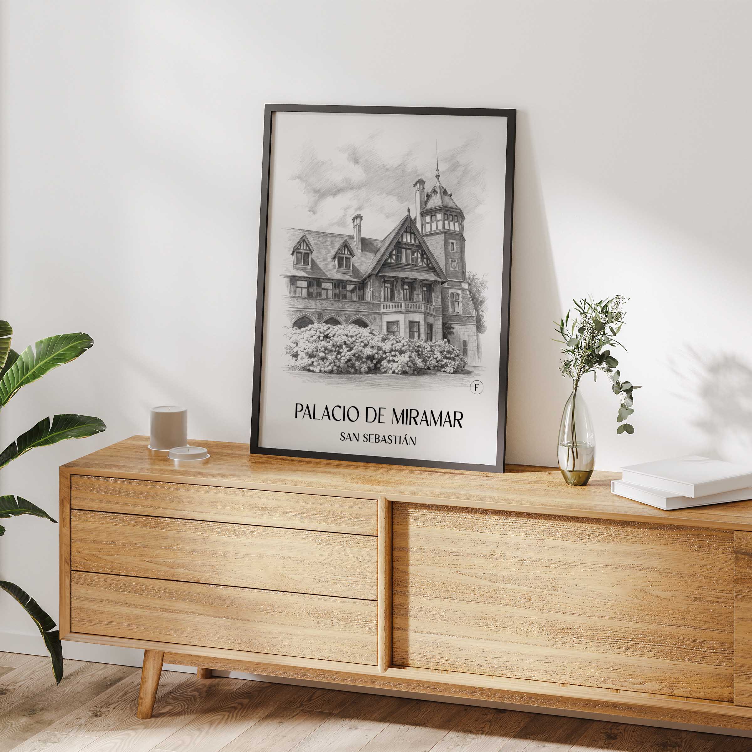 palacio-de-miramar-san-sebastián-spanien-poster-bleistift-zeichnung-drawing