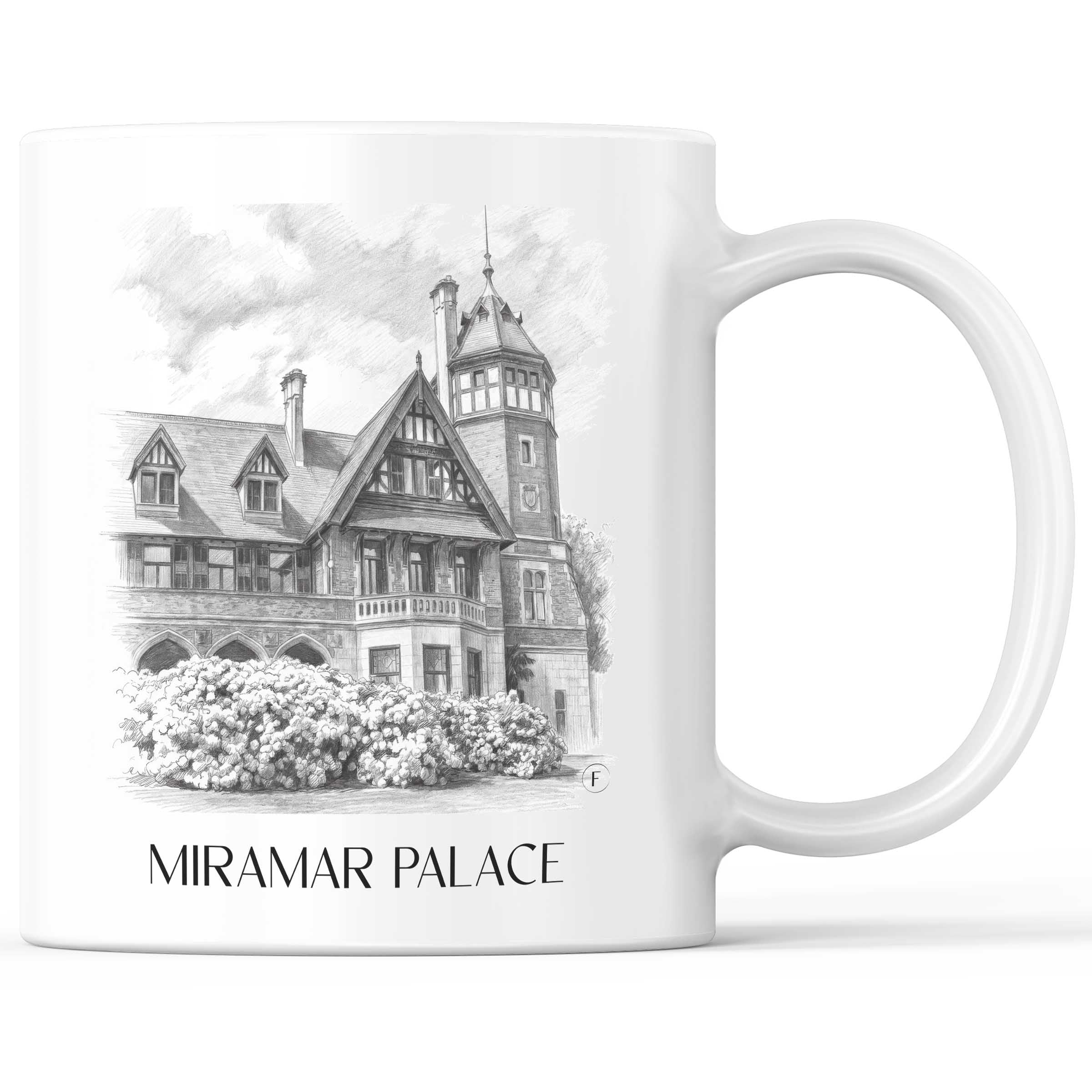 Palacio de Miramar Kaffeebecher - San Sebastián - Spanien Becher - Kaffeetasse im Zeichnung Stil