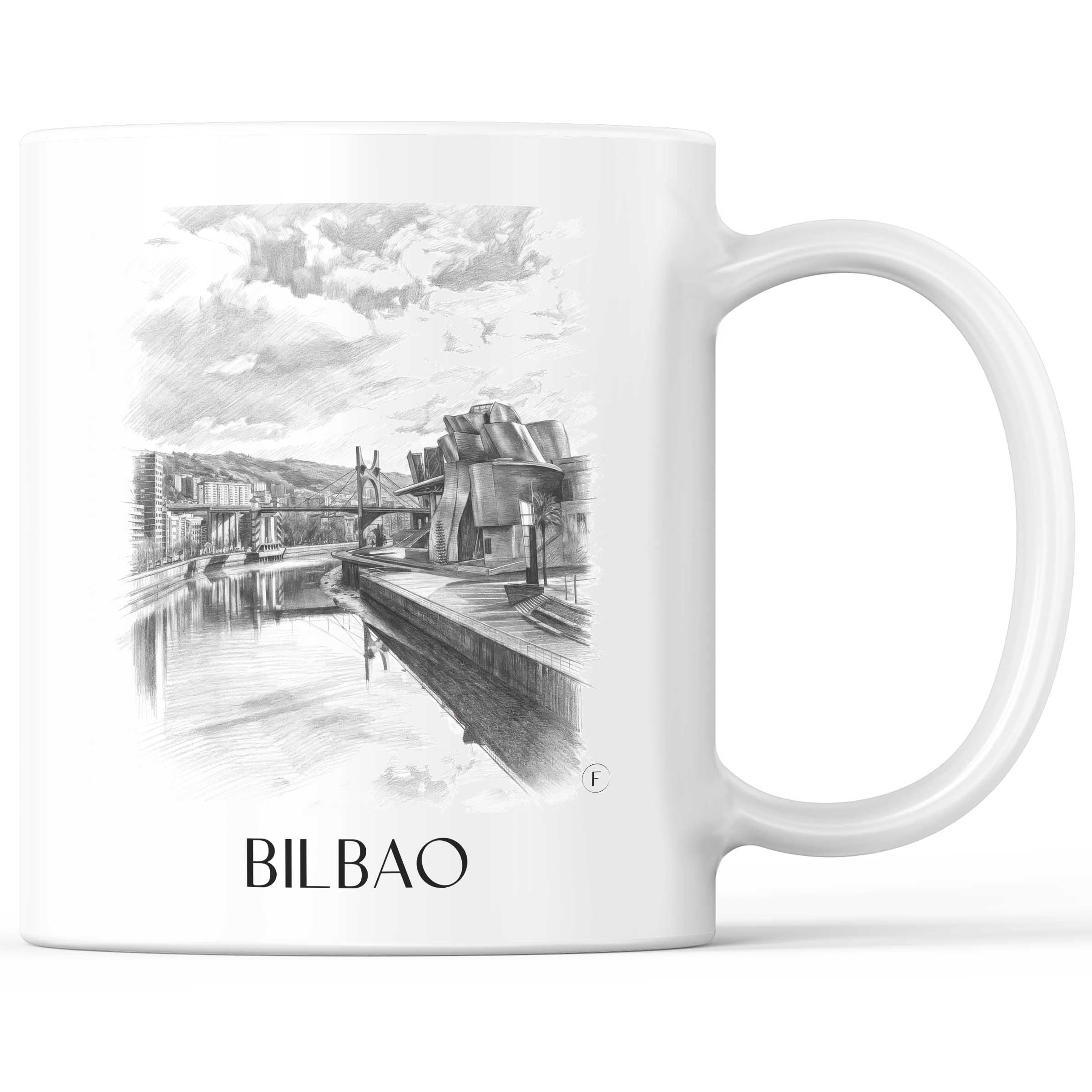 Bilbao Kaffeebecher - Spanien - Spanien Becher - Kaffeetasse im Zeichnung Stil