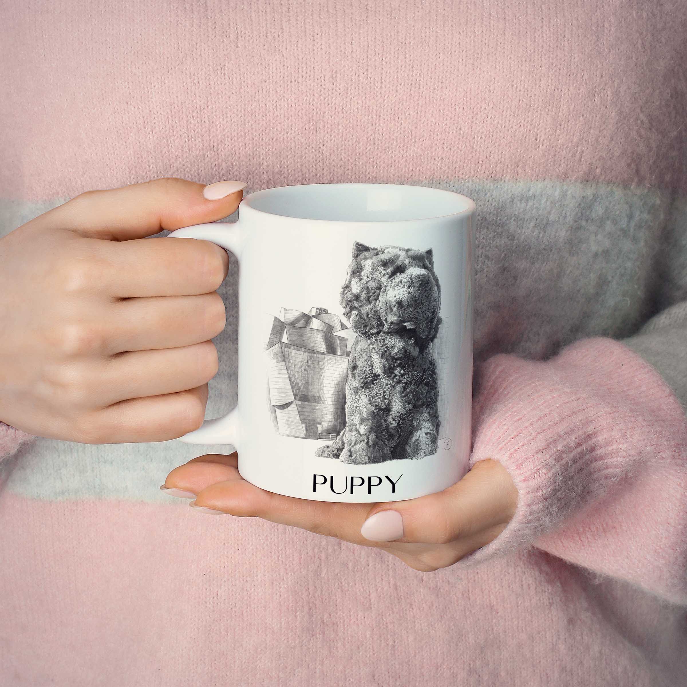 puppy-bilbao-spanien-kaffeebecher-bleistift-zeichnung-drawing