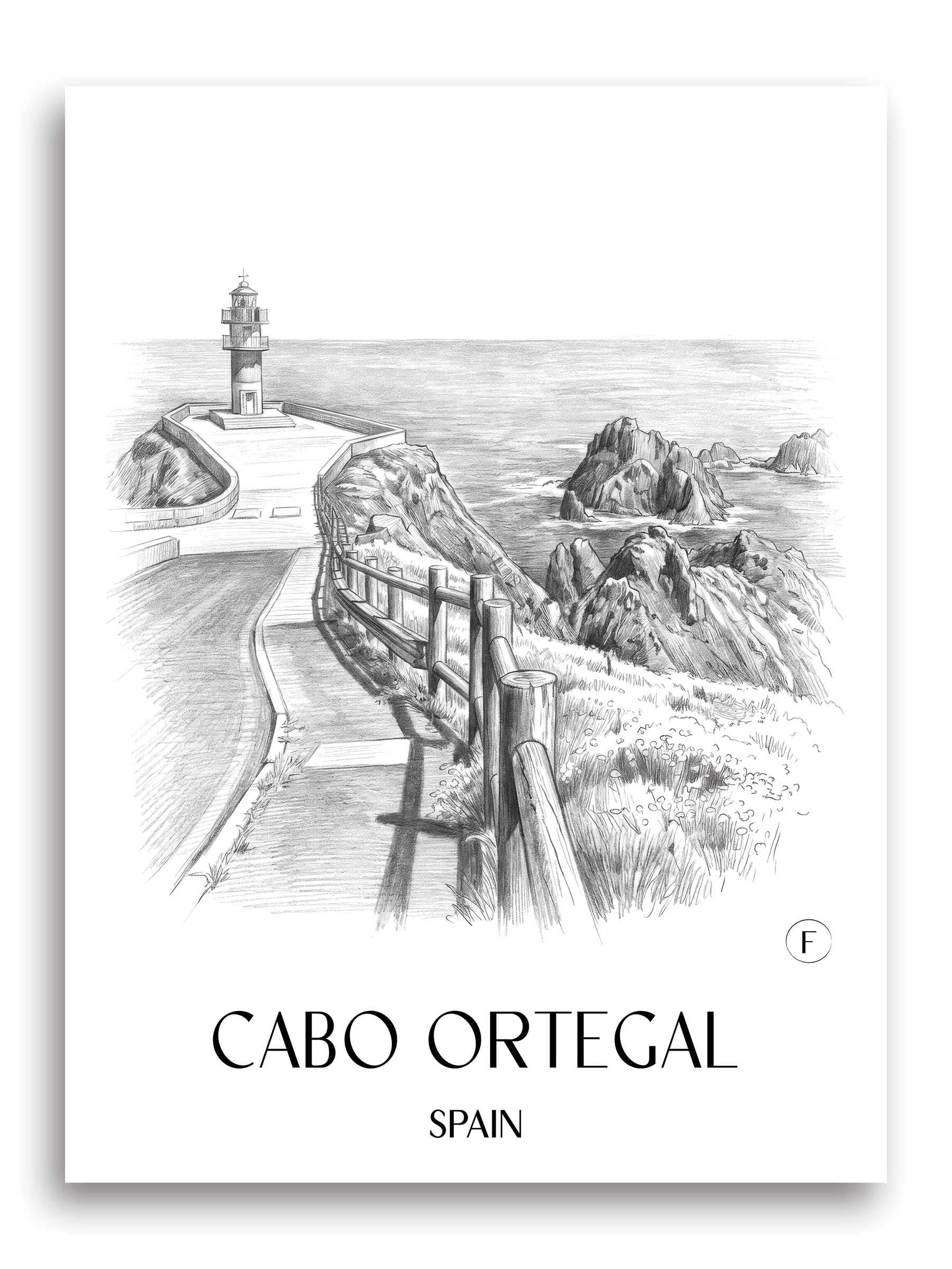 Cabo Ortegal Poster - Spanien - Spanien Kunstdruck - Zeichnung von A4 bis A1
