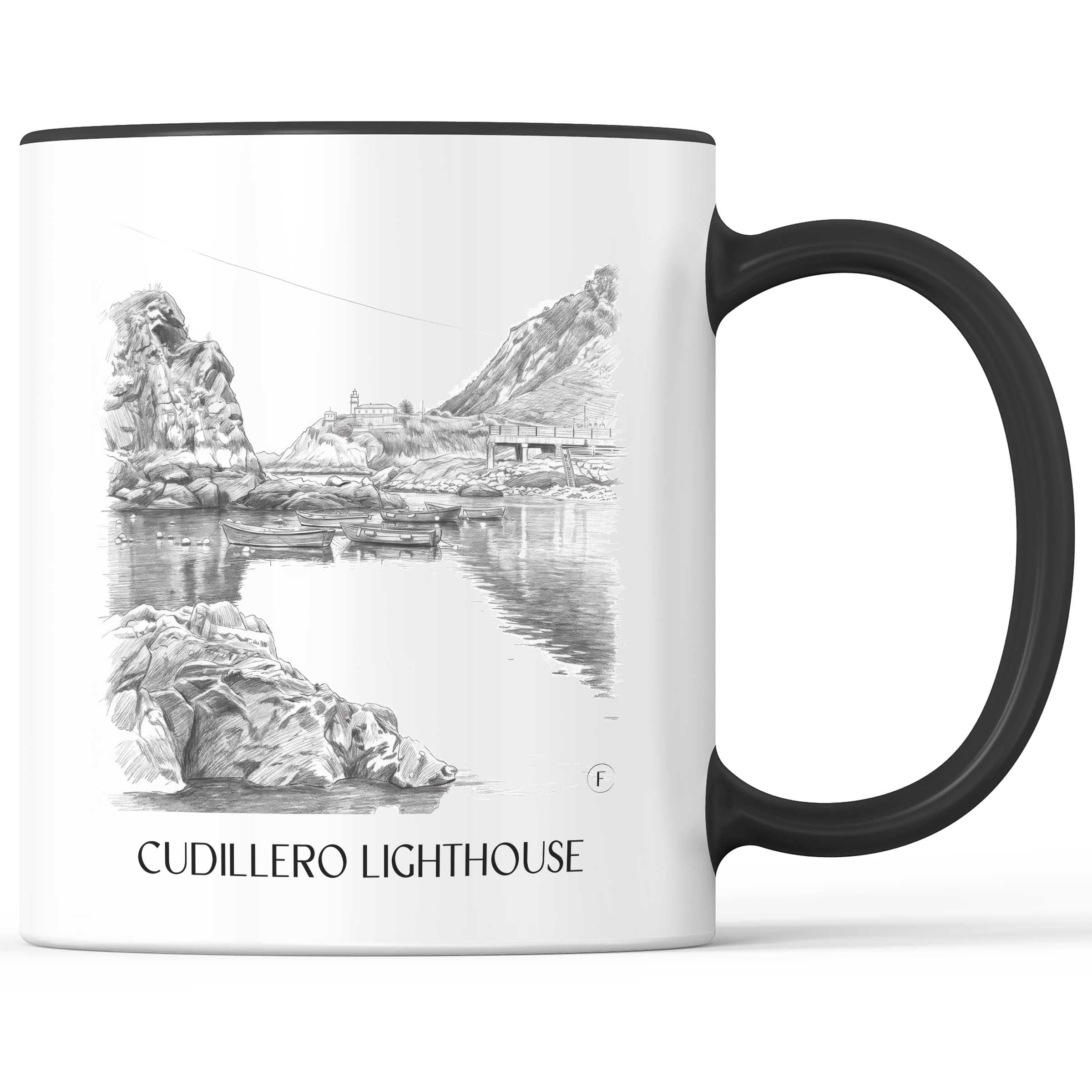 Faro de Cudillero Kaffeebecher - Spanien - Spanien Becher - Kaffeetasse im Zeichnung Stil
