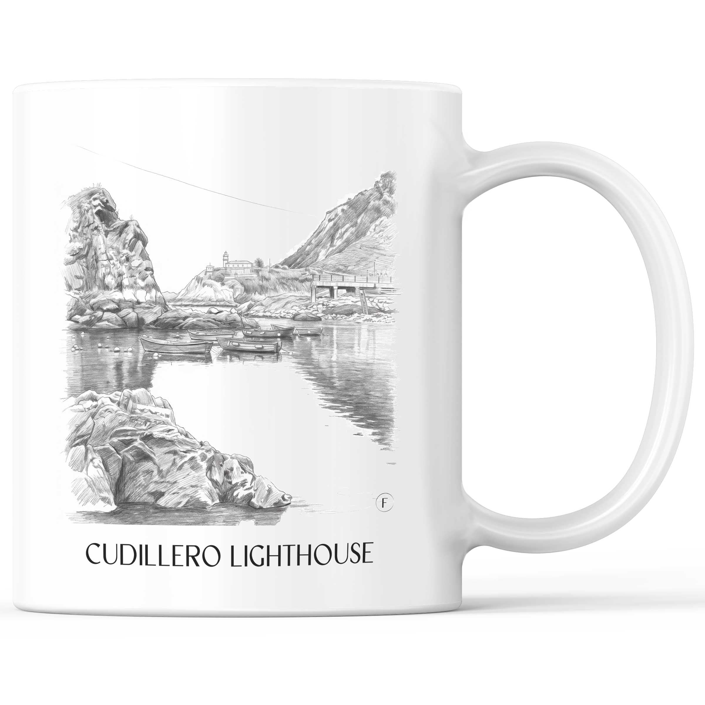 Faro de Cudillero Kaffeebecher - Spanien - Spanien Becher - Kaffeetasse im Zeichnung Stil