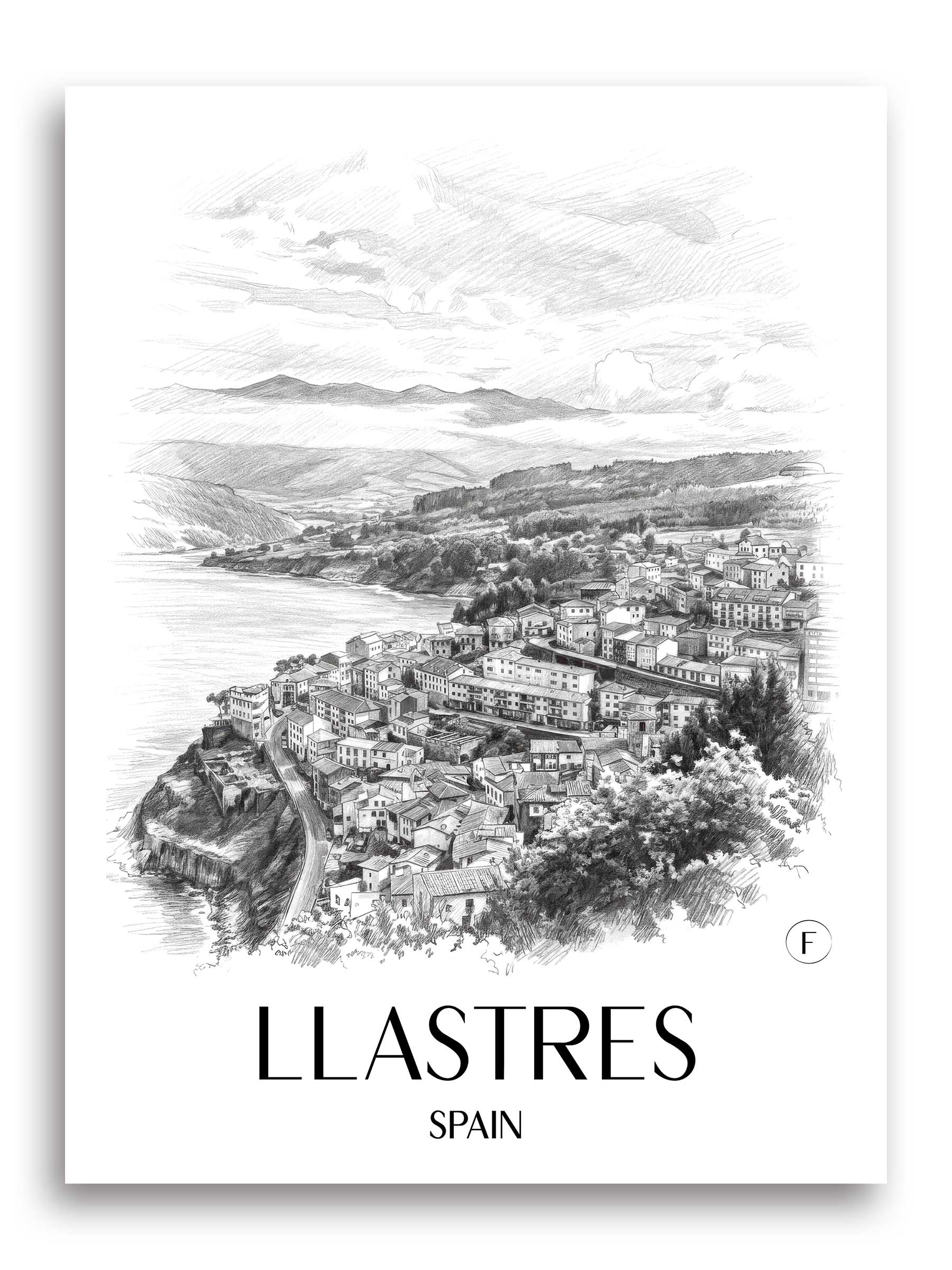 Llastres Poster - Spanien - Spanien Kunstdruck - Zeichnung von A4 bis A1
