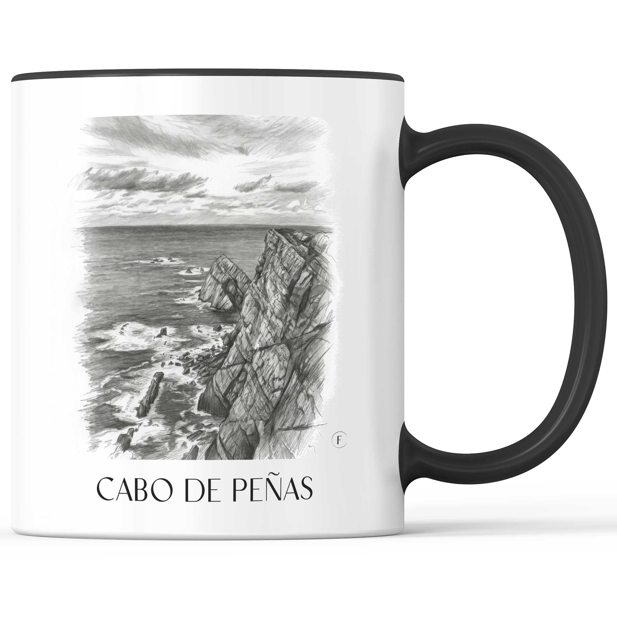 Cabo de Peñas Kaffeebecher - Spanien - Spanien Becher - Kaffeetasse im Zeichnung Stil