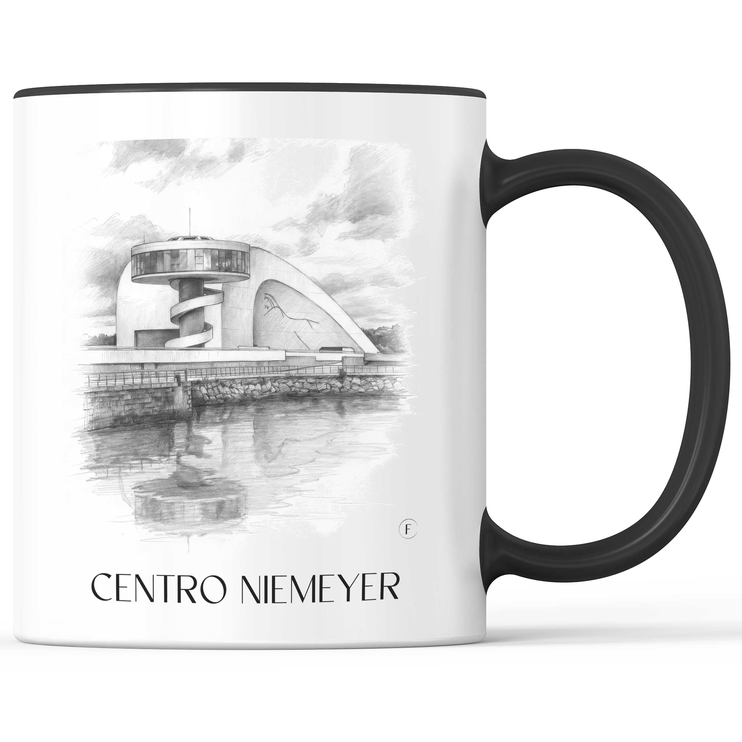 Centro Niemeyer Kaffeebecher - Avilés - Spanien Becher - Kaffeetasse im Zeichnung Stil