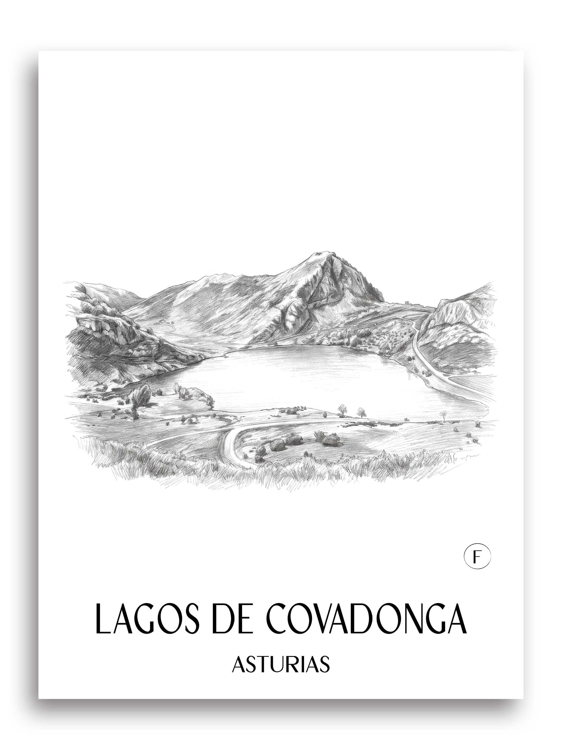Lagos de Covadonga Poster - Asturien - Spanien Kunstdruck - Zeichnung von A4 bis A1