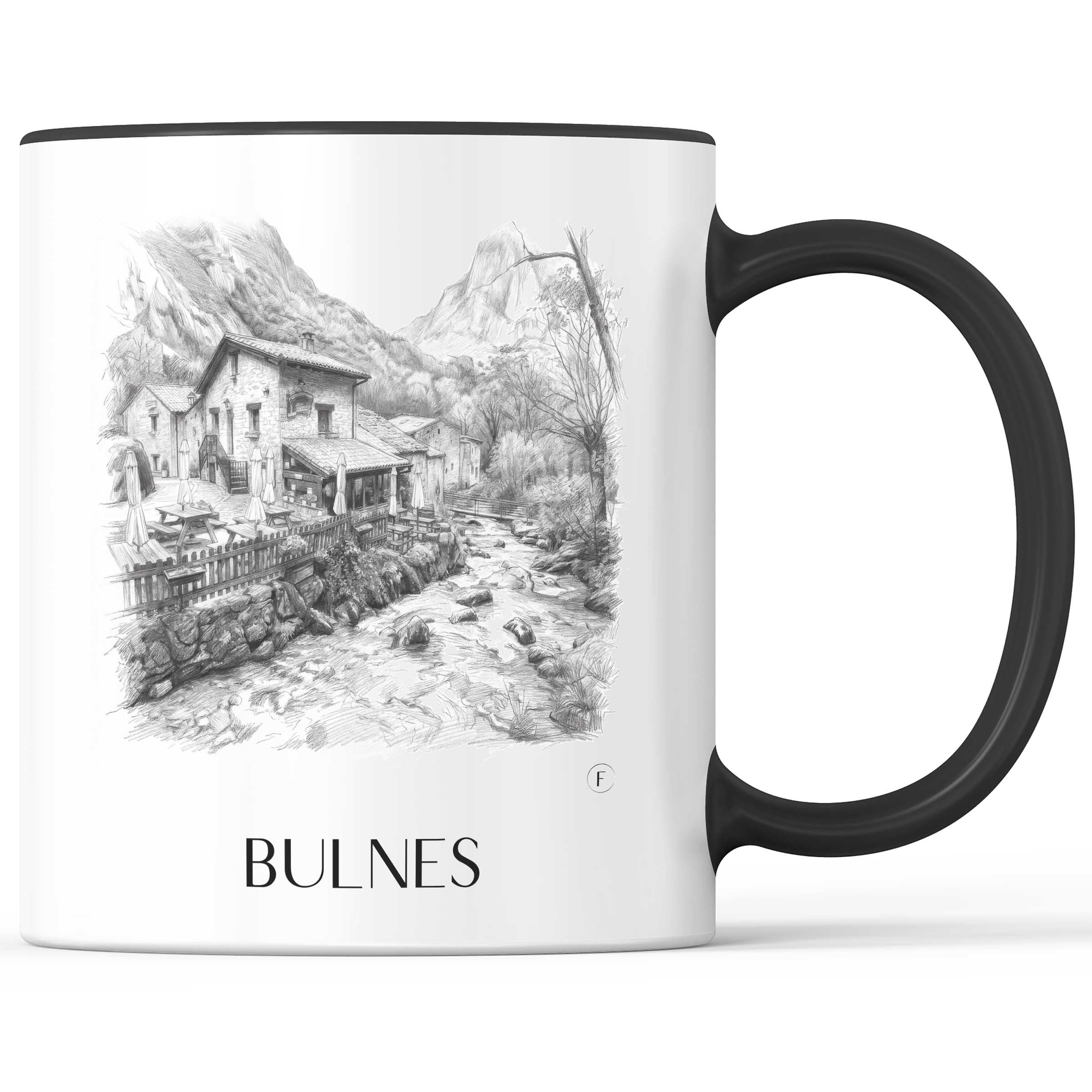 Bulnes Kaffeebecher - Cabrales - Spanien Becher - Kaffeetasse im Zeichnung Stil