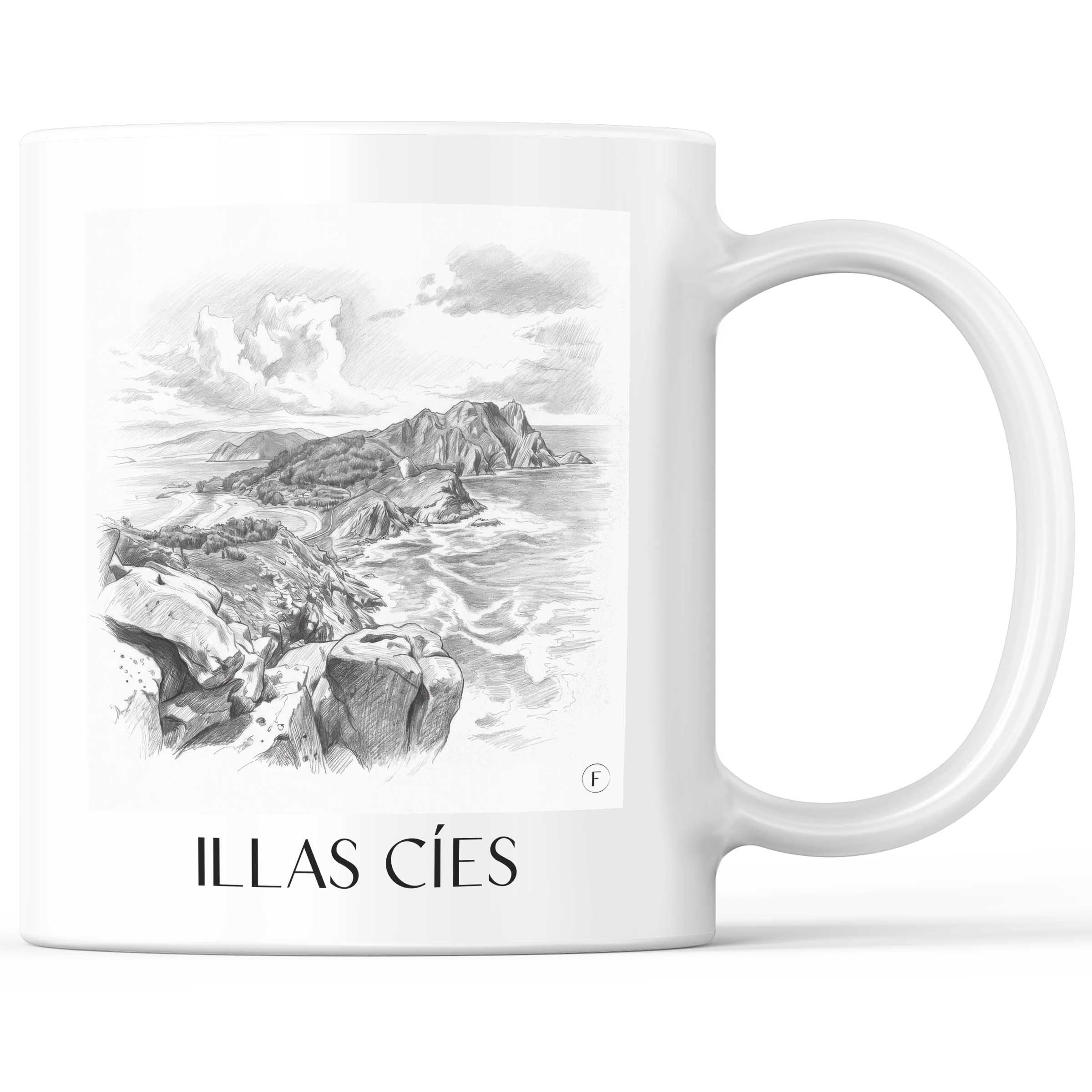 Illas Cíes Kaffeebecher - Spanien - Spanien Becher - Kaffeetasse im Zeichnung Stil