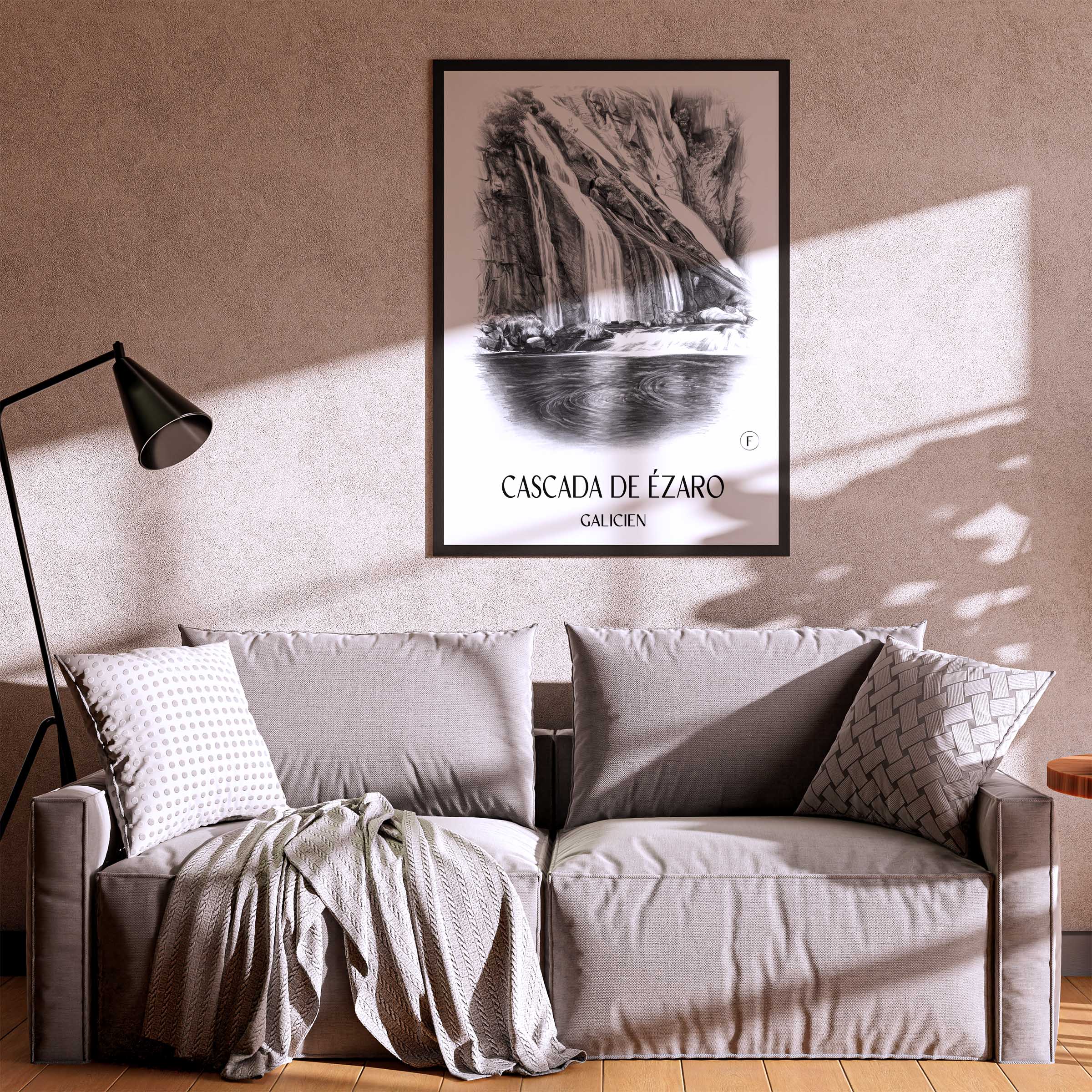 cascada-de-ézaro-galicien-spanien-poster-bleistift-zeichnung-drawing