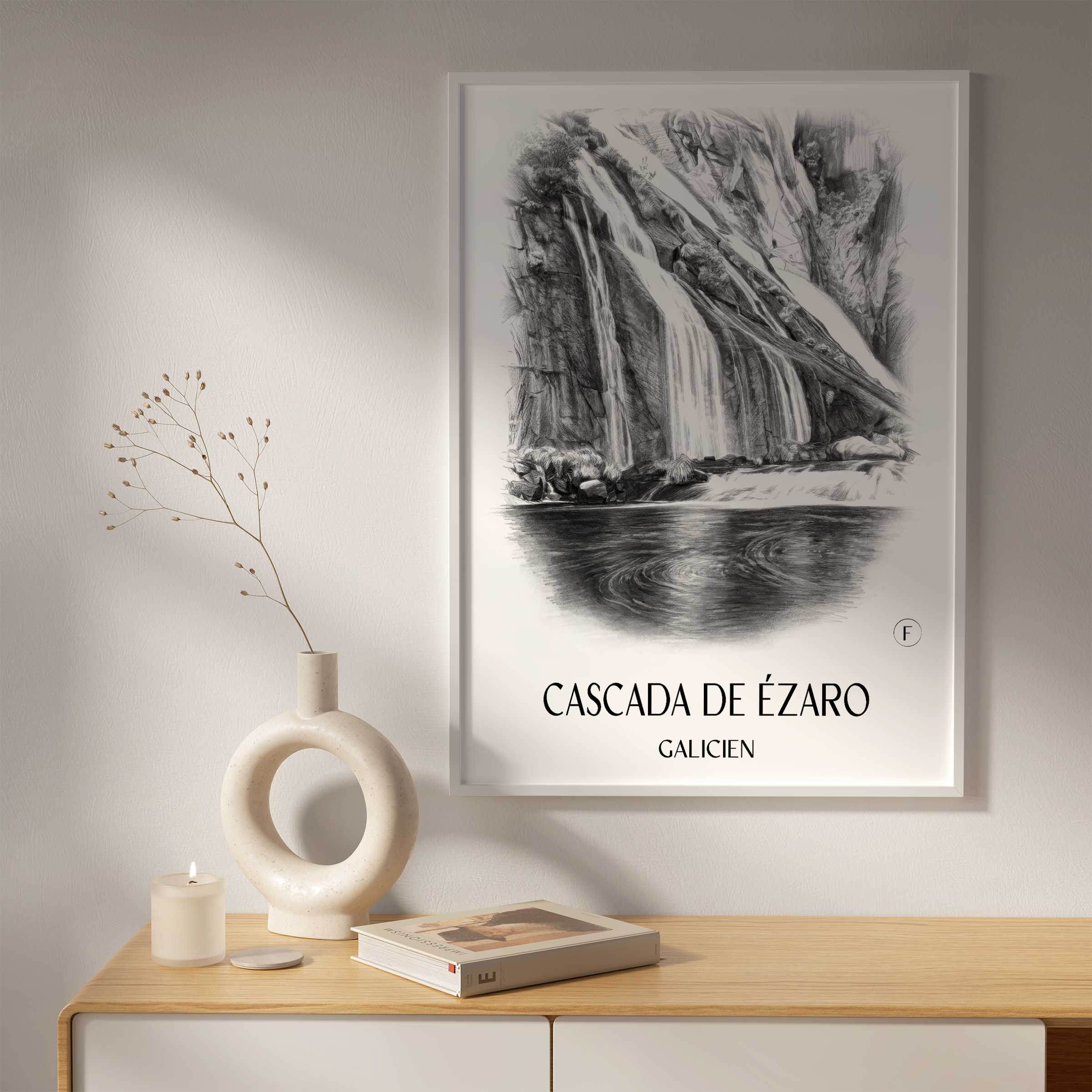 cascada-de-ézaro-galicien-spanien-poster-bleistift-zeichnung-drawing