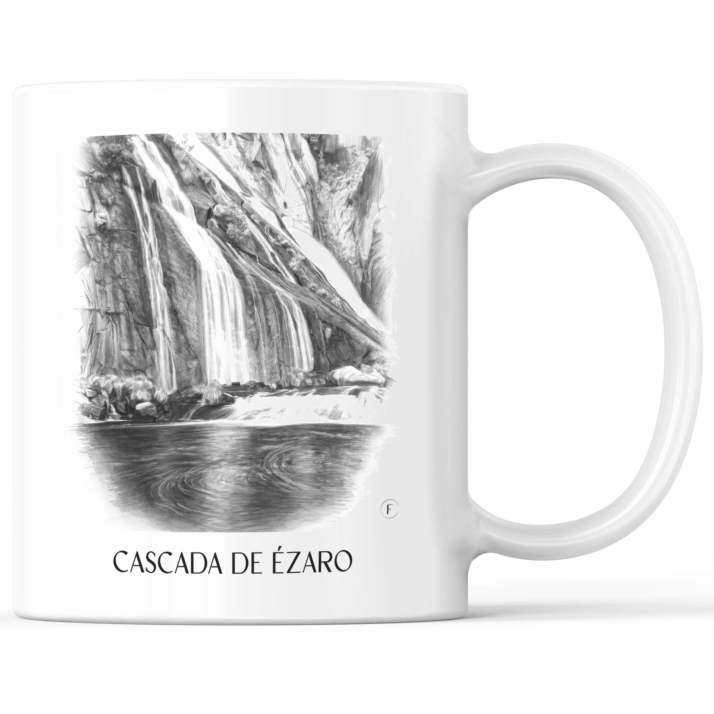 Cascada de Ézaro Kaffeebecher - Galicien - Spanien Becher - Kaffeetasse im Zeichnung Stil