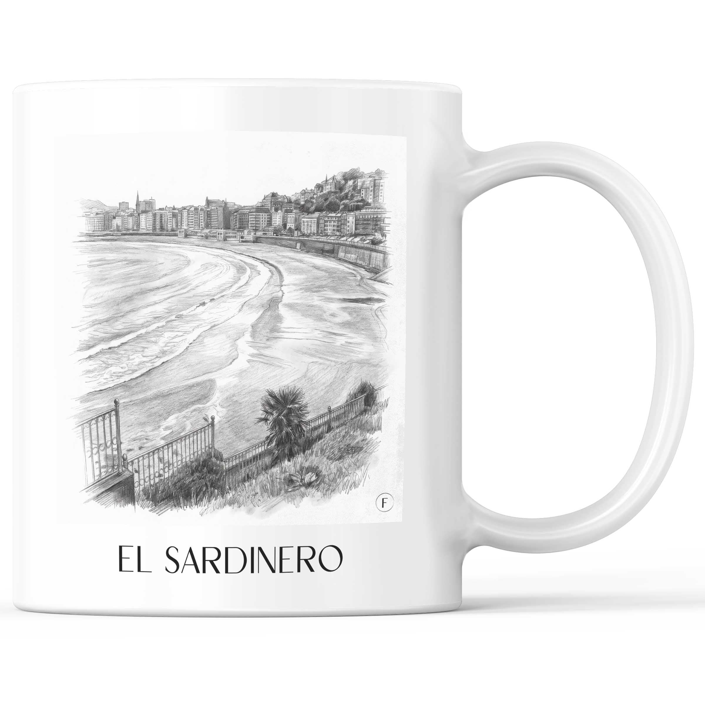 El Sardinero Kaffeebecher - Santander - Spanien Becher - Kaffeetasse im Zeichnung Stil