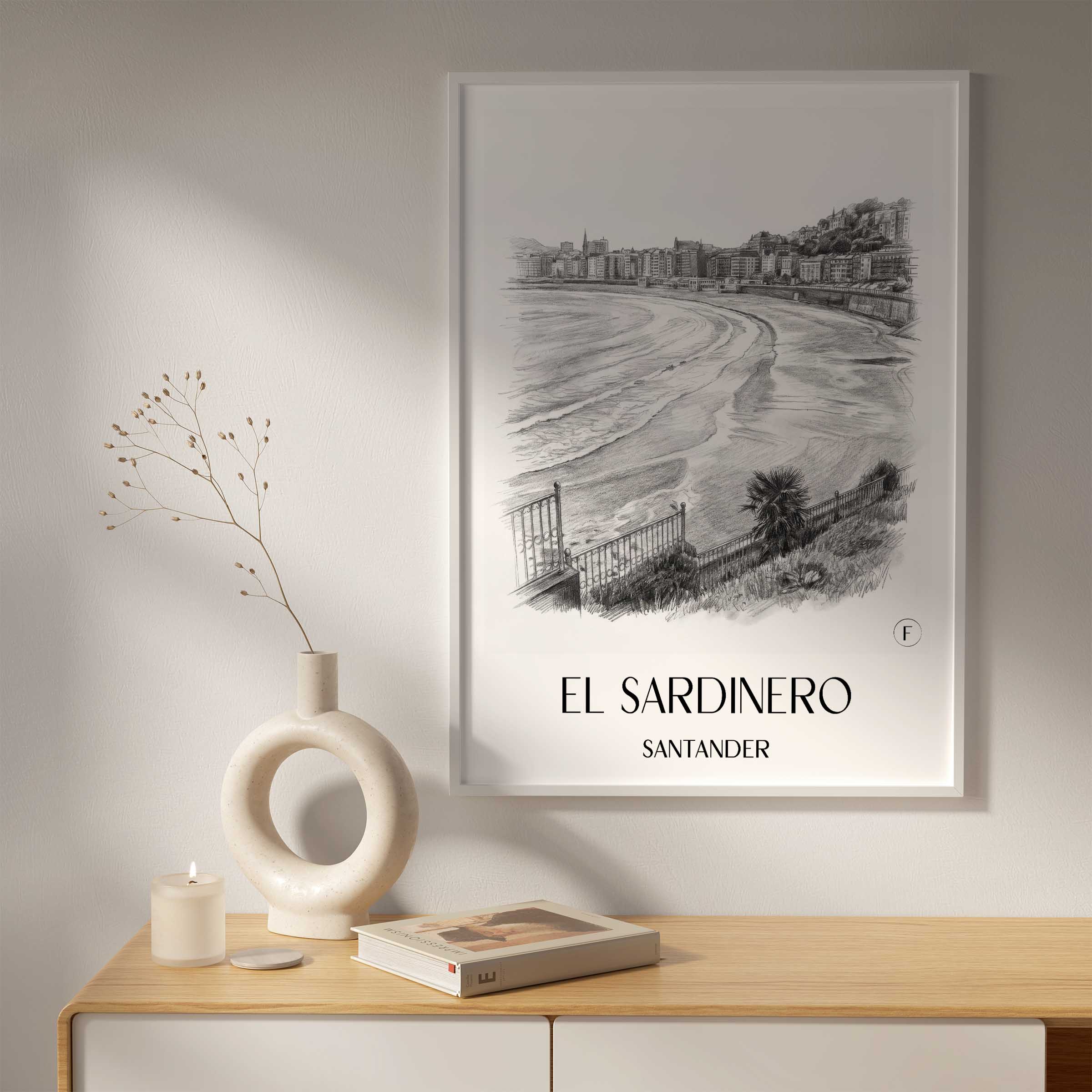 el-sardinero-santander-spanien-poster-bleistift-zeichnung-drawing